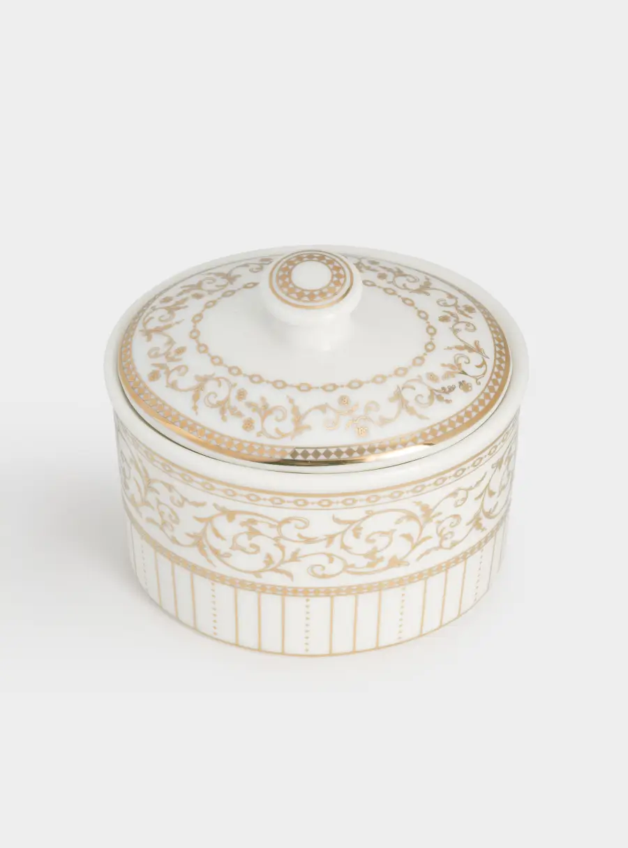 Сахарница, 10 см, 300 мл, фарфор N, белая, с золотистым орнаментом, Golden, image-2