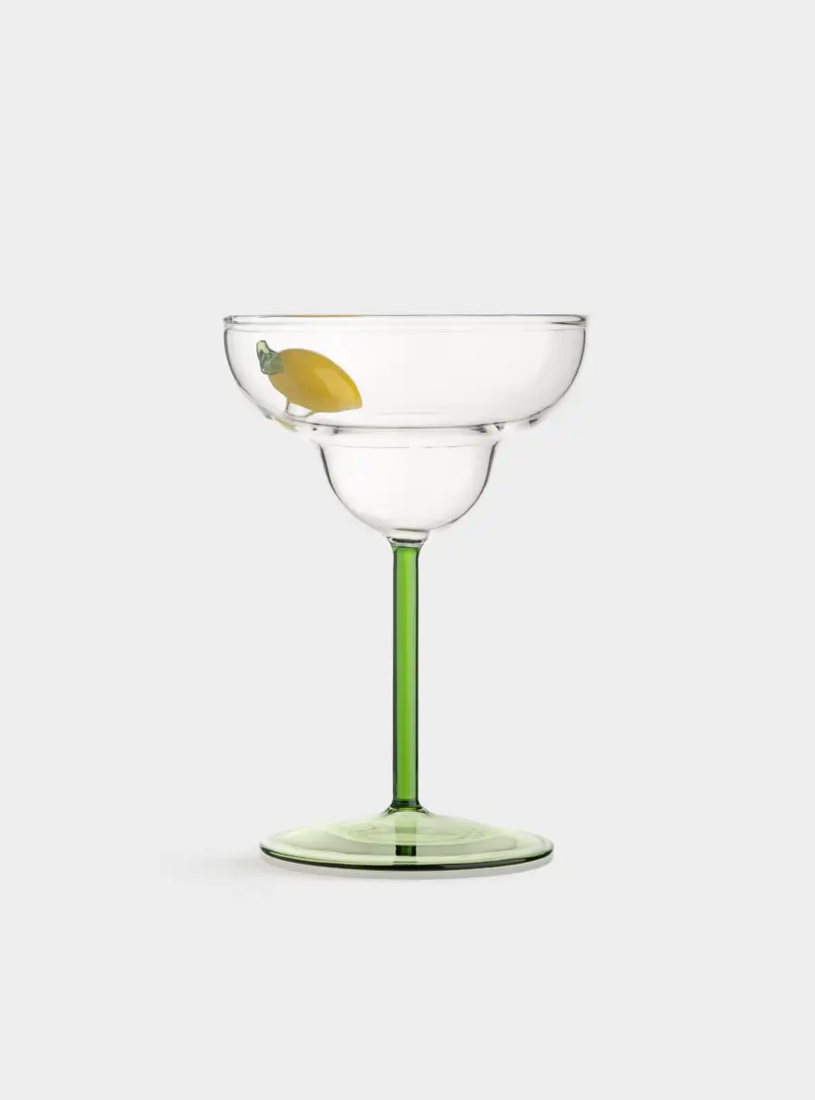 Бокал-креманка для шампанского, 260 мл, стекло Б, зеленая ножка, Лимон, Lemon ,image-1