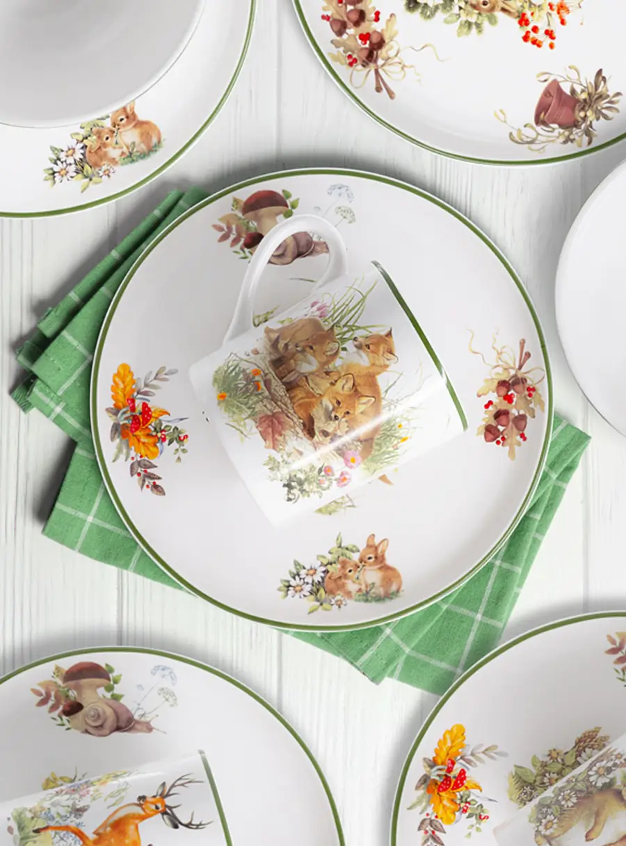 Набор, 3 пр, тарелка 18 см, салатник 13 см, кружка 200 мл, Лисята, image-8
