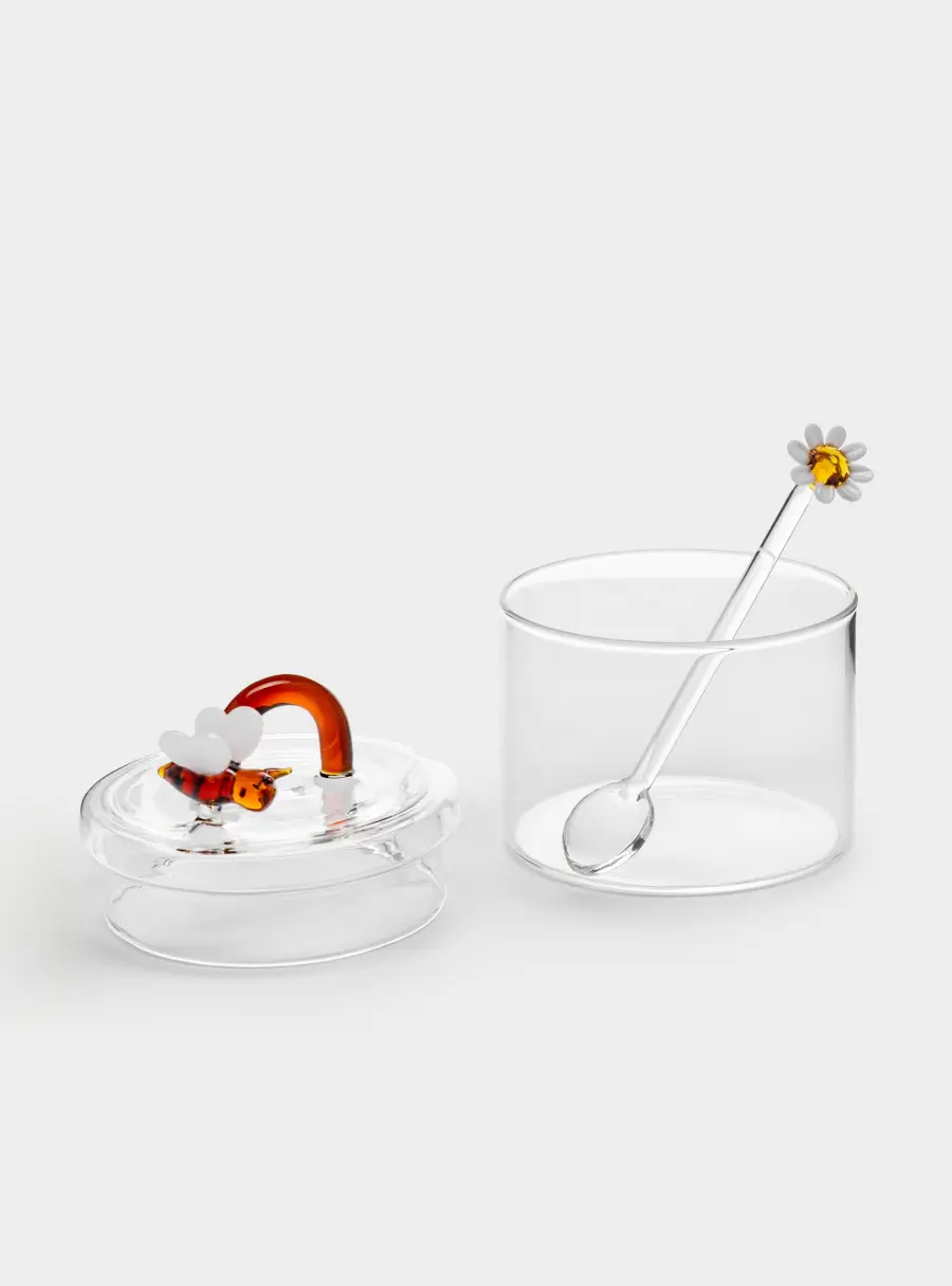 Сахарница, 9 см, 300 мл, с ложкой, стекло Б, Пчелка и маргаритка, Monterey, image-4