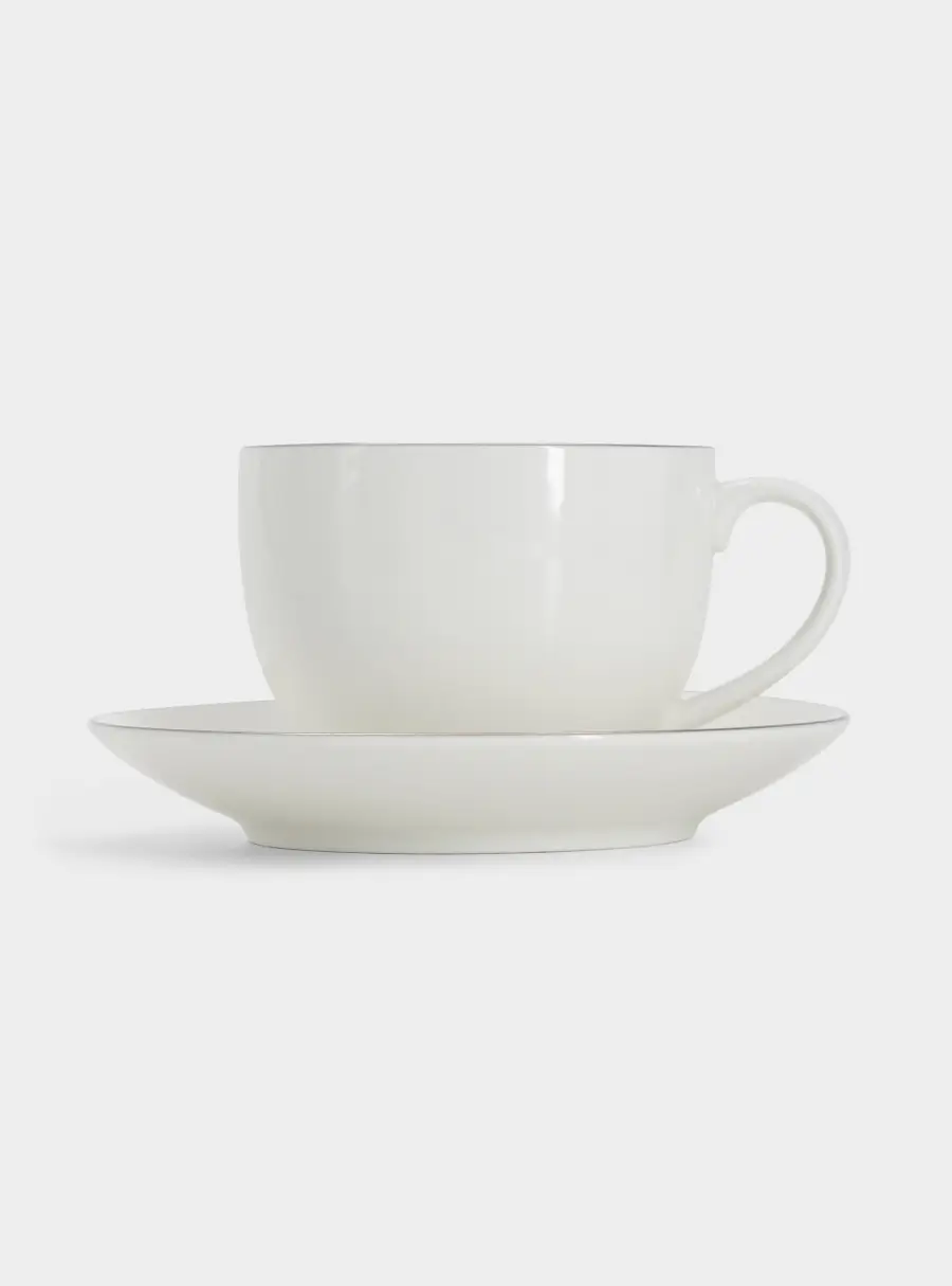 Пара чайная, 1 перс, 2 пр, 260 мл, фарфор P, белая, с серебристым кантом, White Platinum, image-5