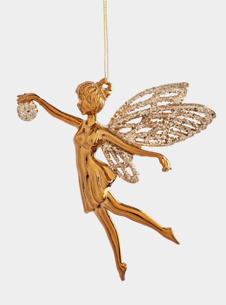 Игрушка елочная, 12х15 см, пластик, золотистая, Фея, New year