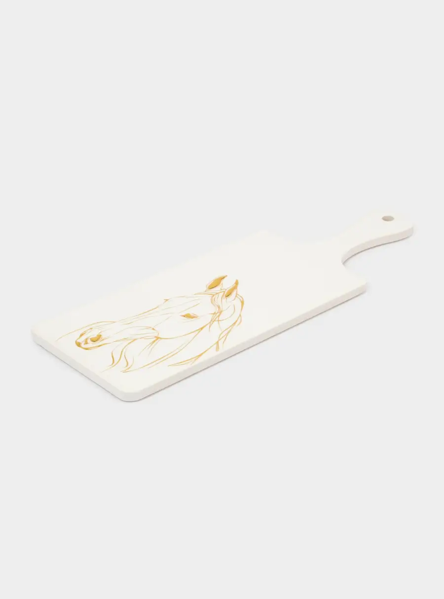 Подставка под горячее, 14х28 см, керамика/пробка, с ручкой, белая, Лошадь, Horse ,image-3
