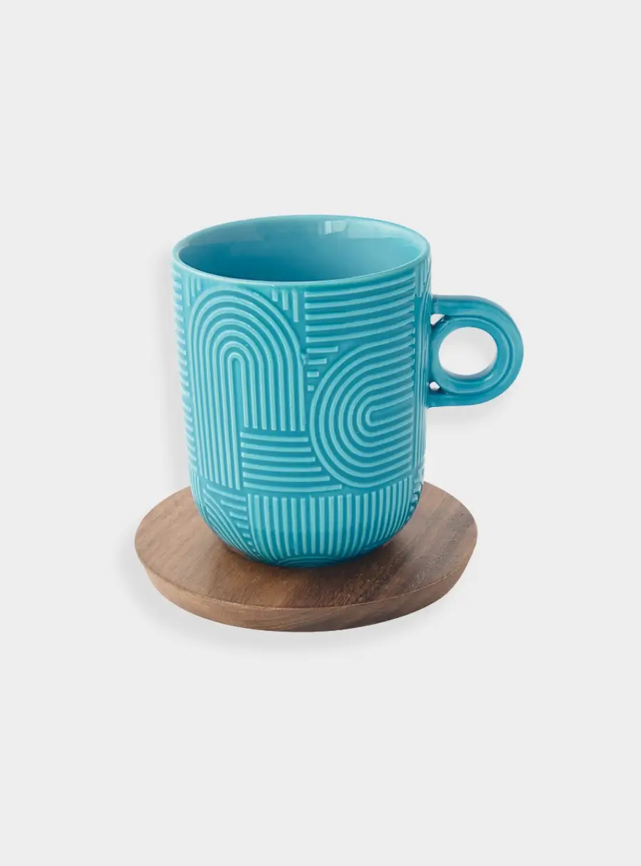 Набор кружек, 2 шт, 0.35 л, мятный, морская волна, на подставке, акация,  Радуга ,image-2