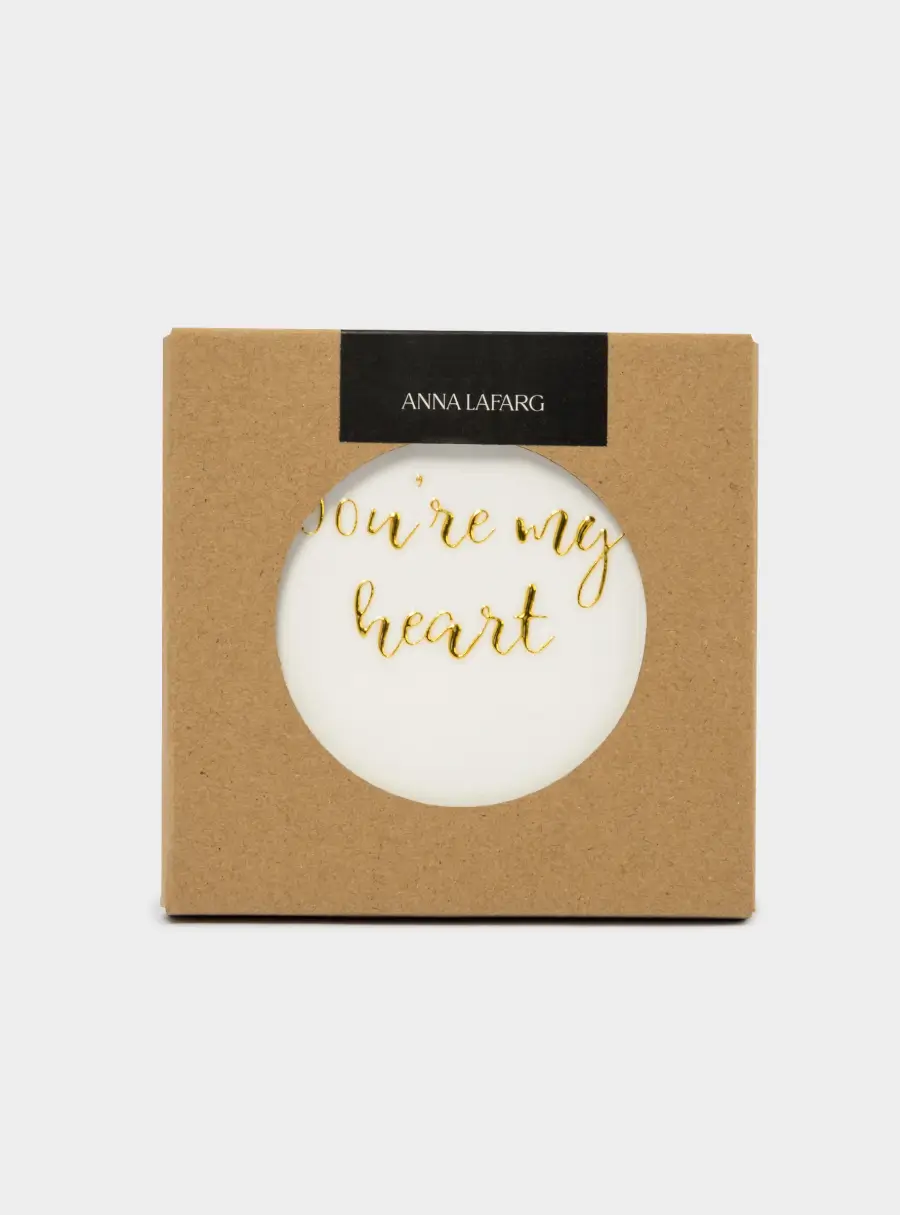 Подставка под кружку, 13х9 см, керамика/пробка, сердце, белая, Надпись, image-5