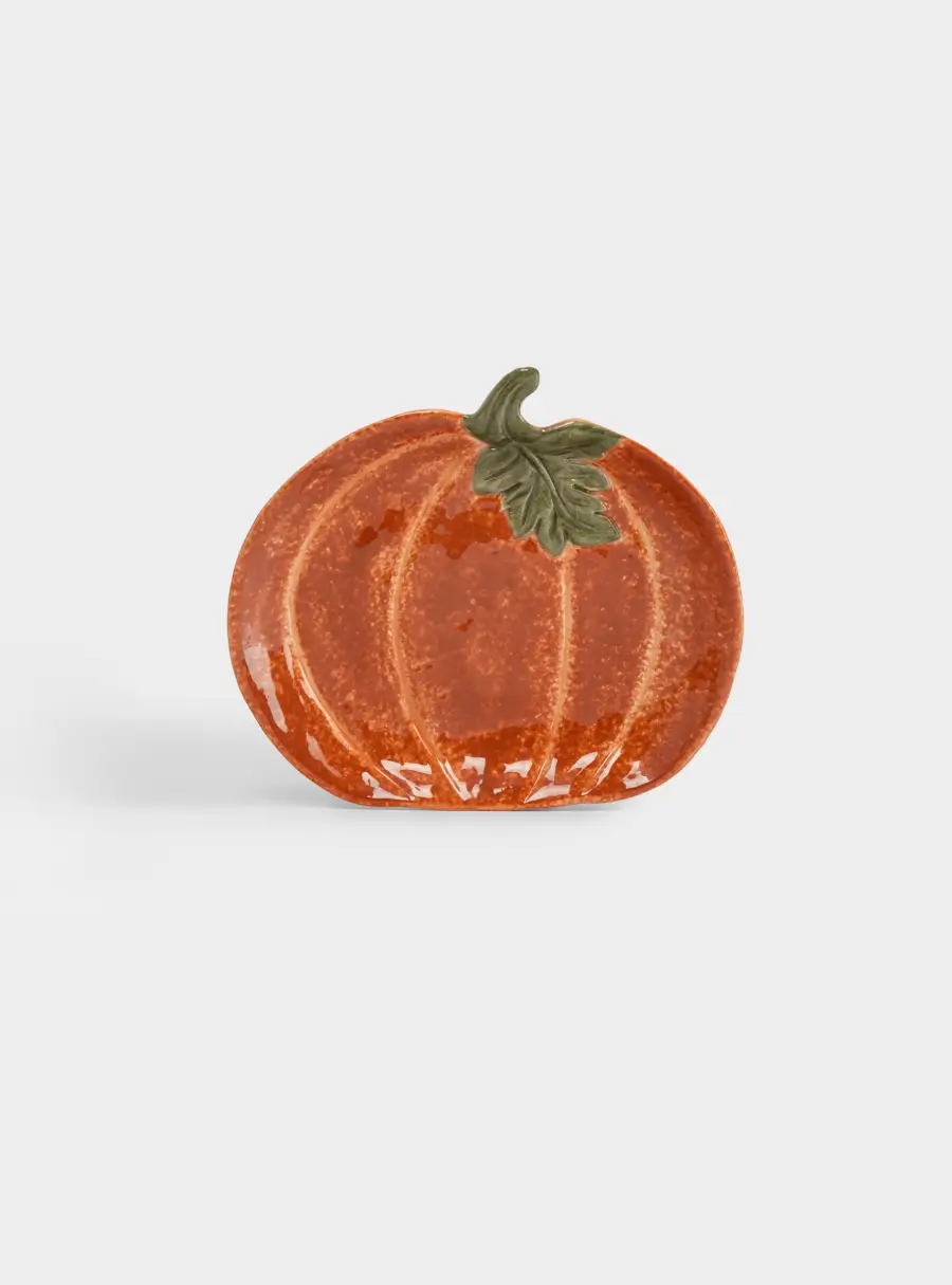 Блюдо, 23х19 см, керамика D, оранжево-зеленое, Тыква с листом, Bright pumpkin ,image-0