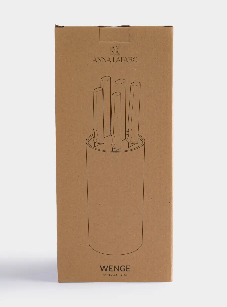 Набор ножей, 5 пр, в подставке, нержавеющая сталь/пластик, молочный, Wenge, image-4