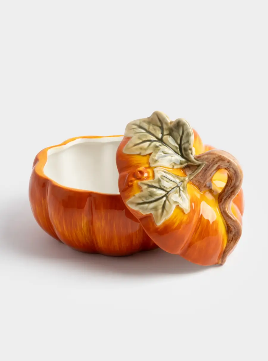 Емкость для хранения, 13х12 см, 520 мл, керамика, оранжево-зеленая, Тыква, Bright pumpkin, image-4