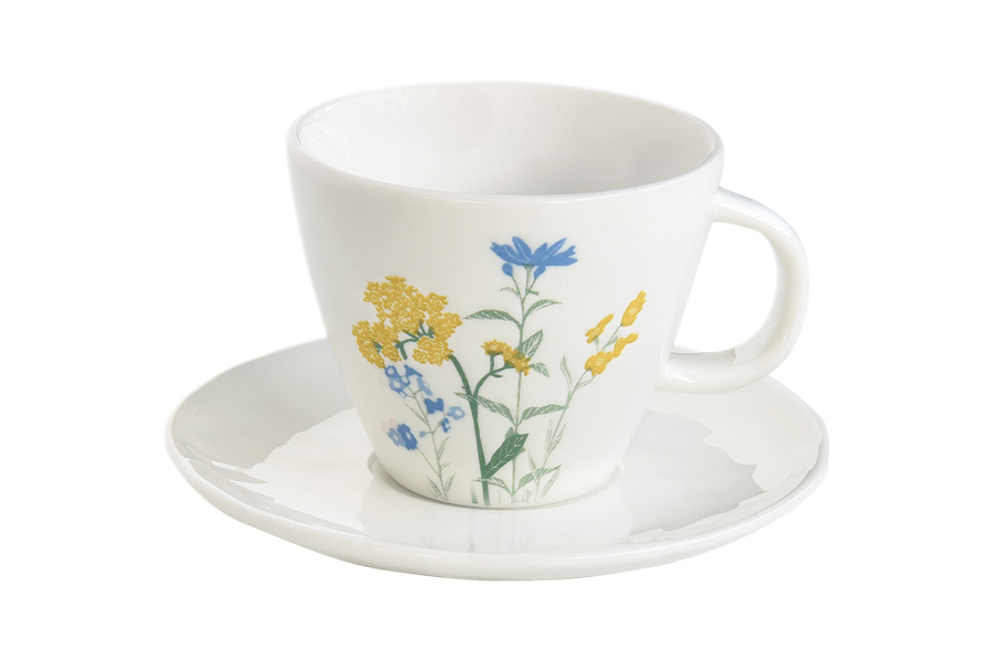 Чашка с блюдцем Луговые цветы, жёлтые, 0,25 л
