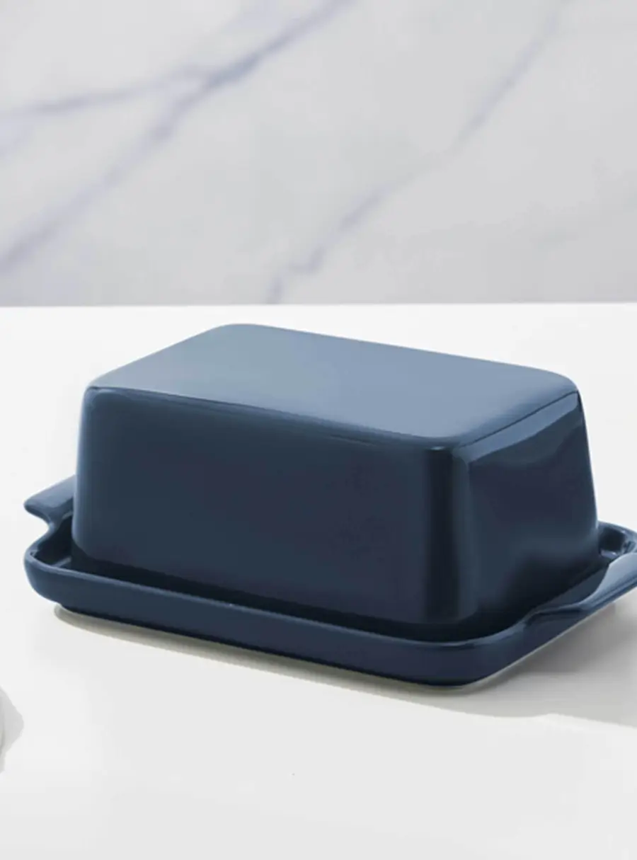 Маслёнка, 20х12 см, фарфор P, синяя, Indulgence ,image-2