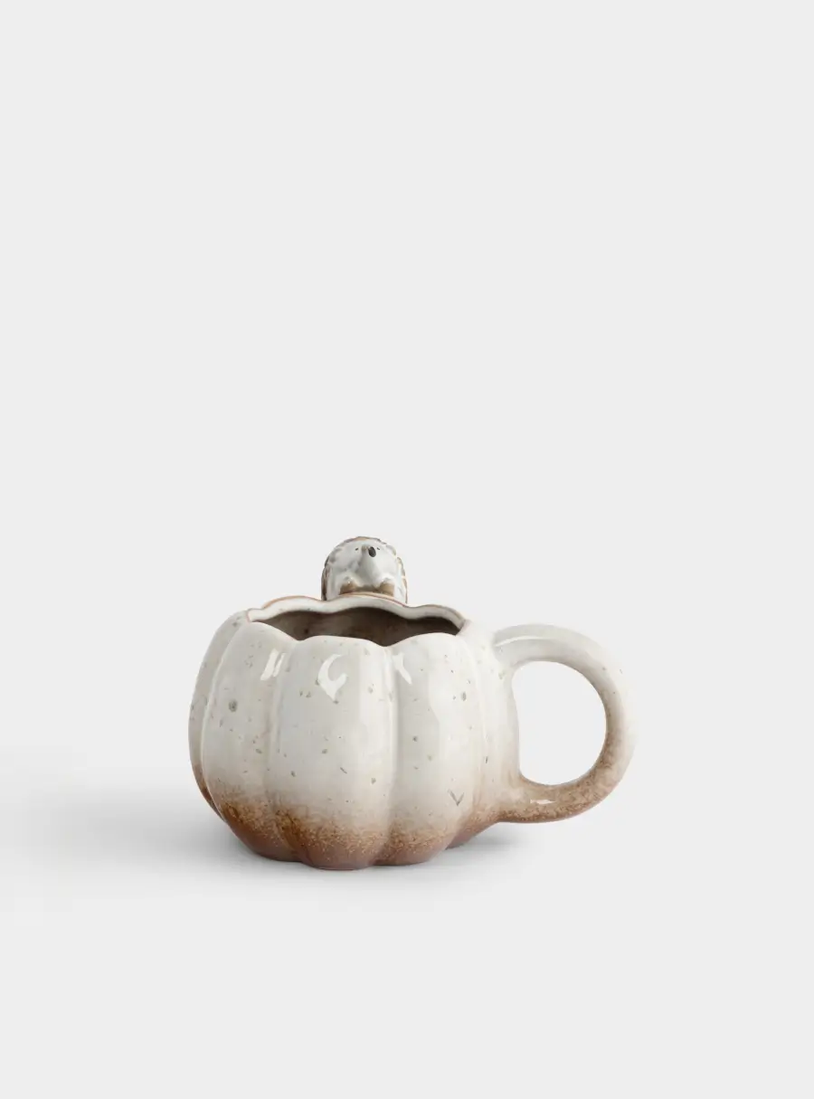 Кружка, 400 мл, фарфор P, молочная, в крапинку, Еж на тыкве, Light pumpkin ,image-0