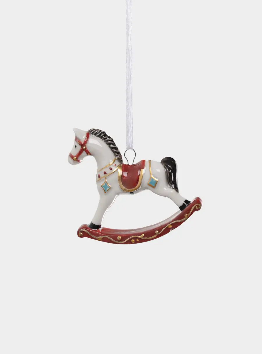 Игрушка елочная, 6 см, фарфор P, Лошадка-качалка, New Year ,image-0