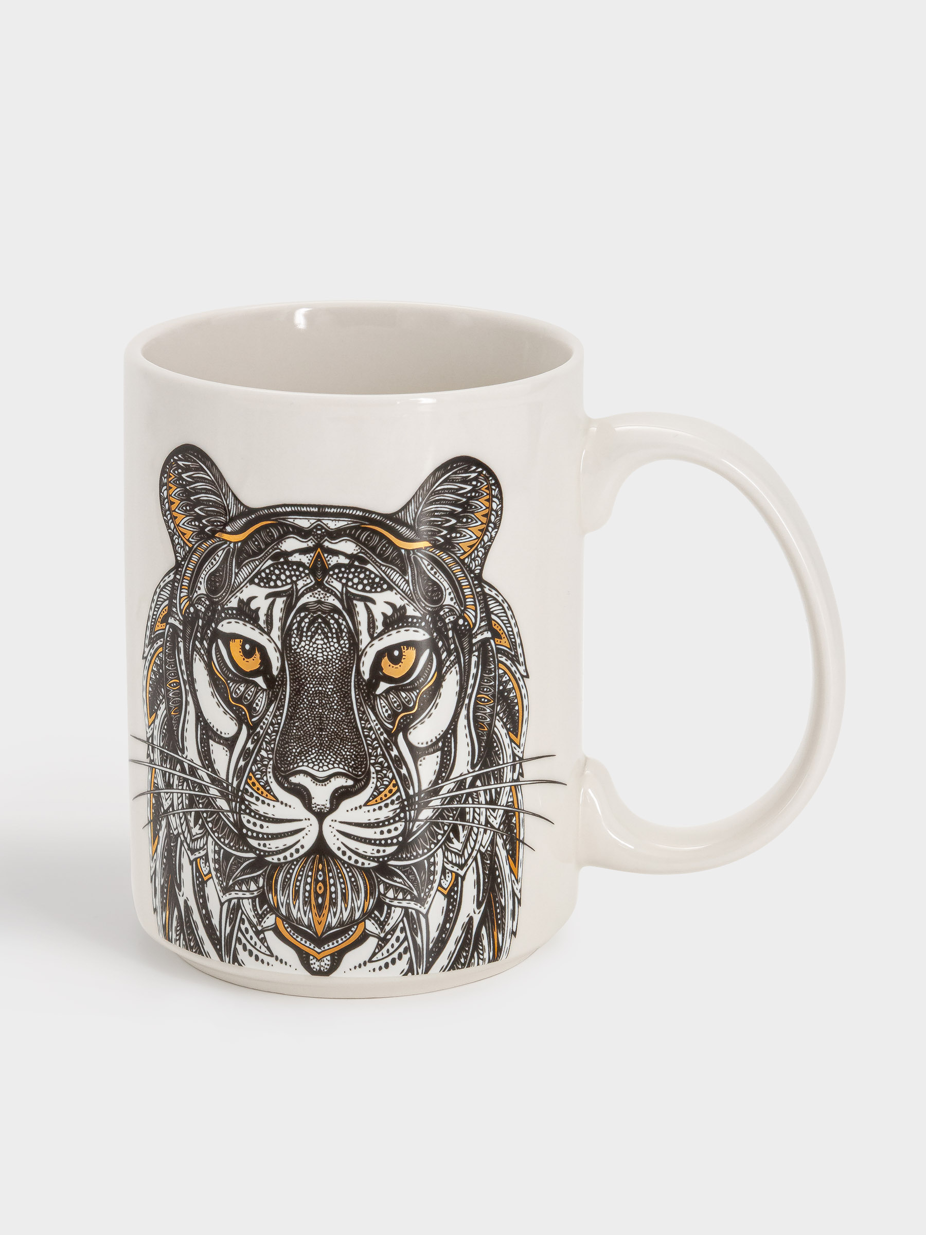 Кружка, 500 мл, фарфор N, белая, Тигр, Wild, image-0