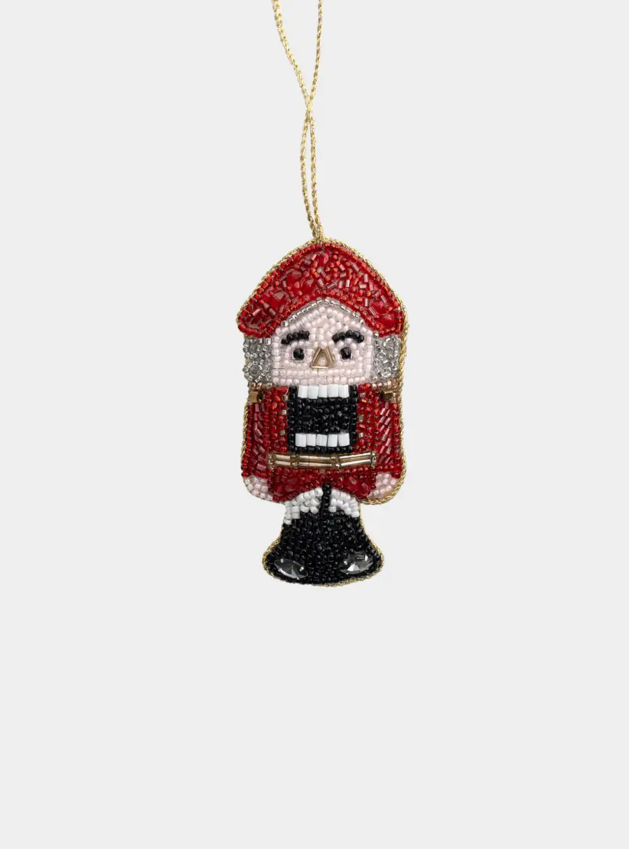 Игрушка елочная, 10x6 см, бисер/полиэстер, красная, Щелкунчик, New Year ,image-0