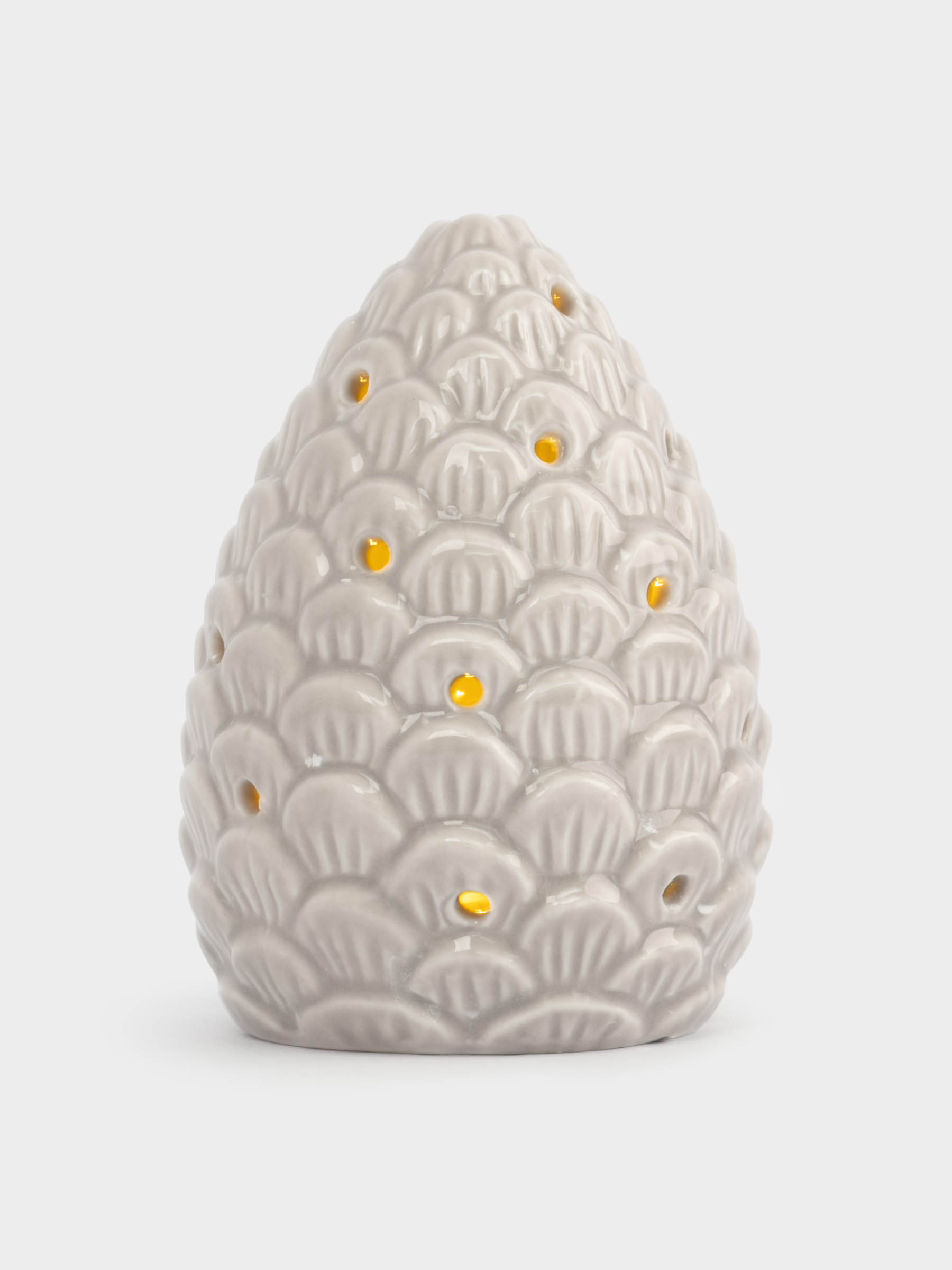 Статуэтка, 11 см, с подсветкой, фарфор P, бежево-молочная, Шишка, Pinecone, image-0
