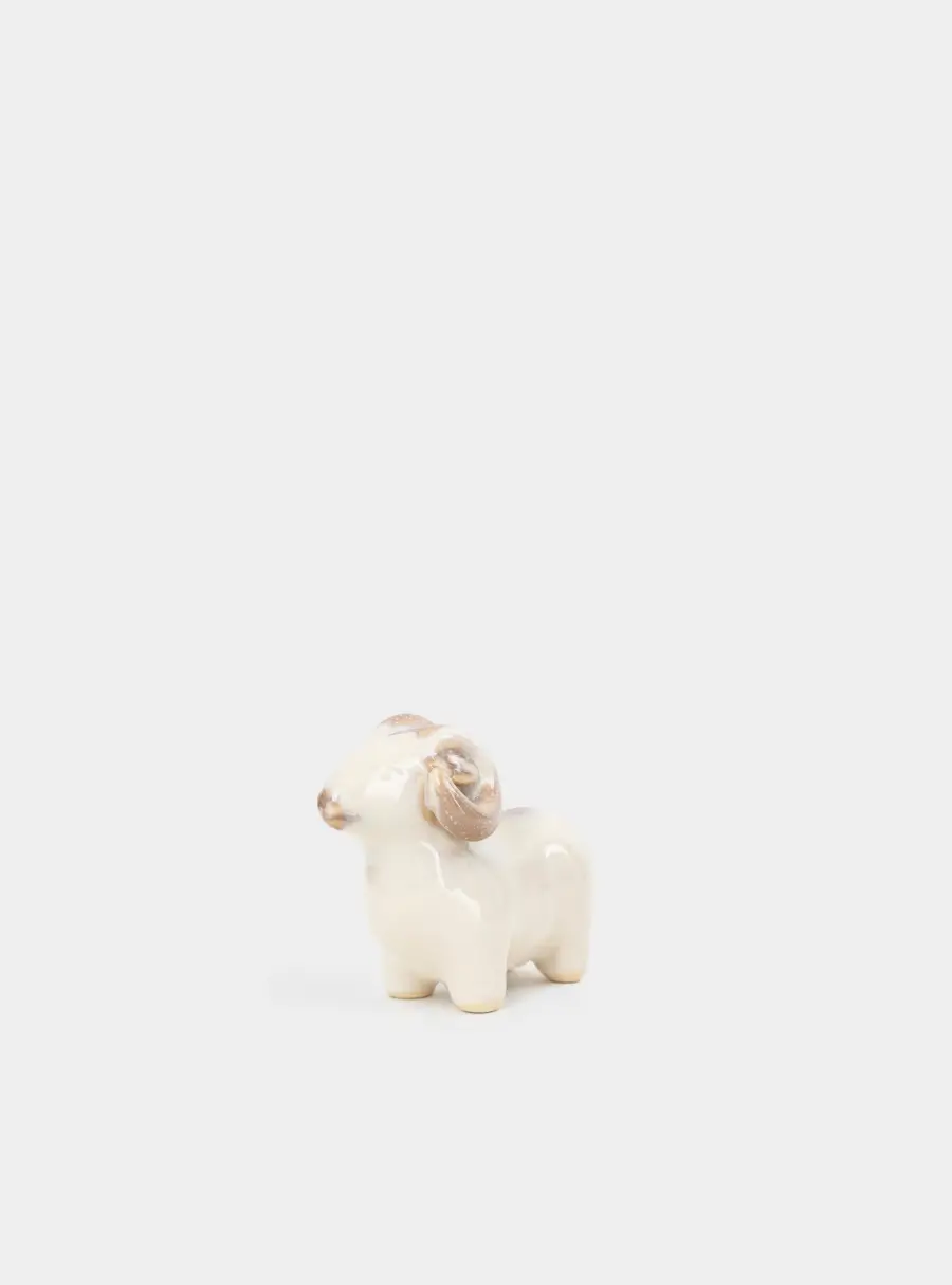 Статуэтка, 7 см, фарфор P, молочно-коричневая, Баран, Sheep ,image-0