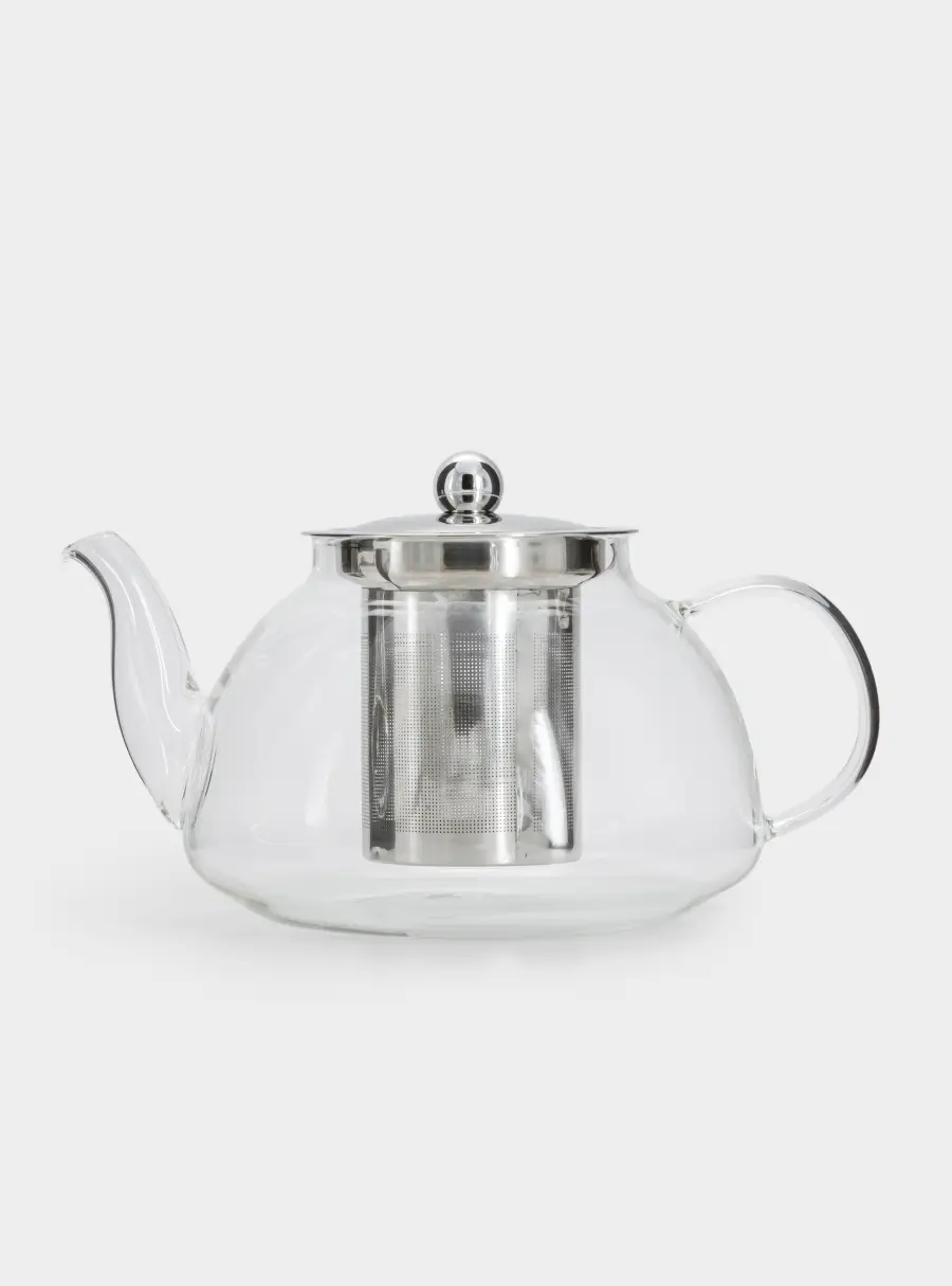Чайник заварочный, 1 л, стекло Б/сталь, серебристый, Base ,image-1