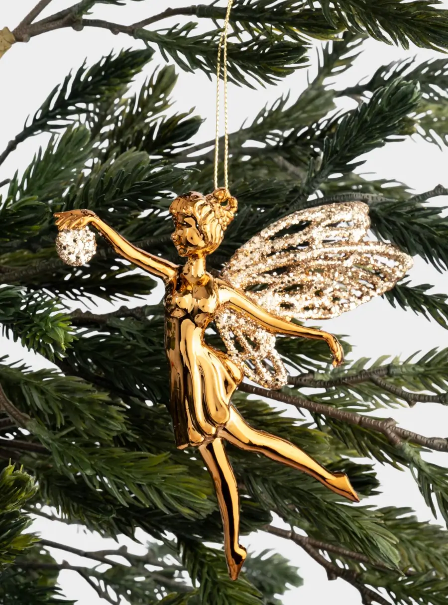 Игрушка елочная, 12х15 см, пластик, золотистая, Фея, New year ,image-2