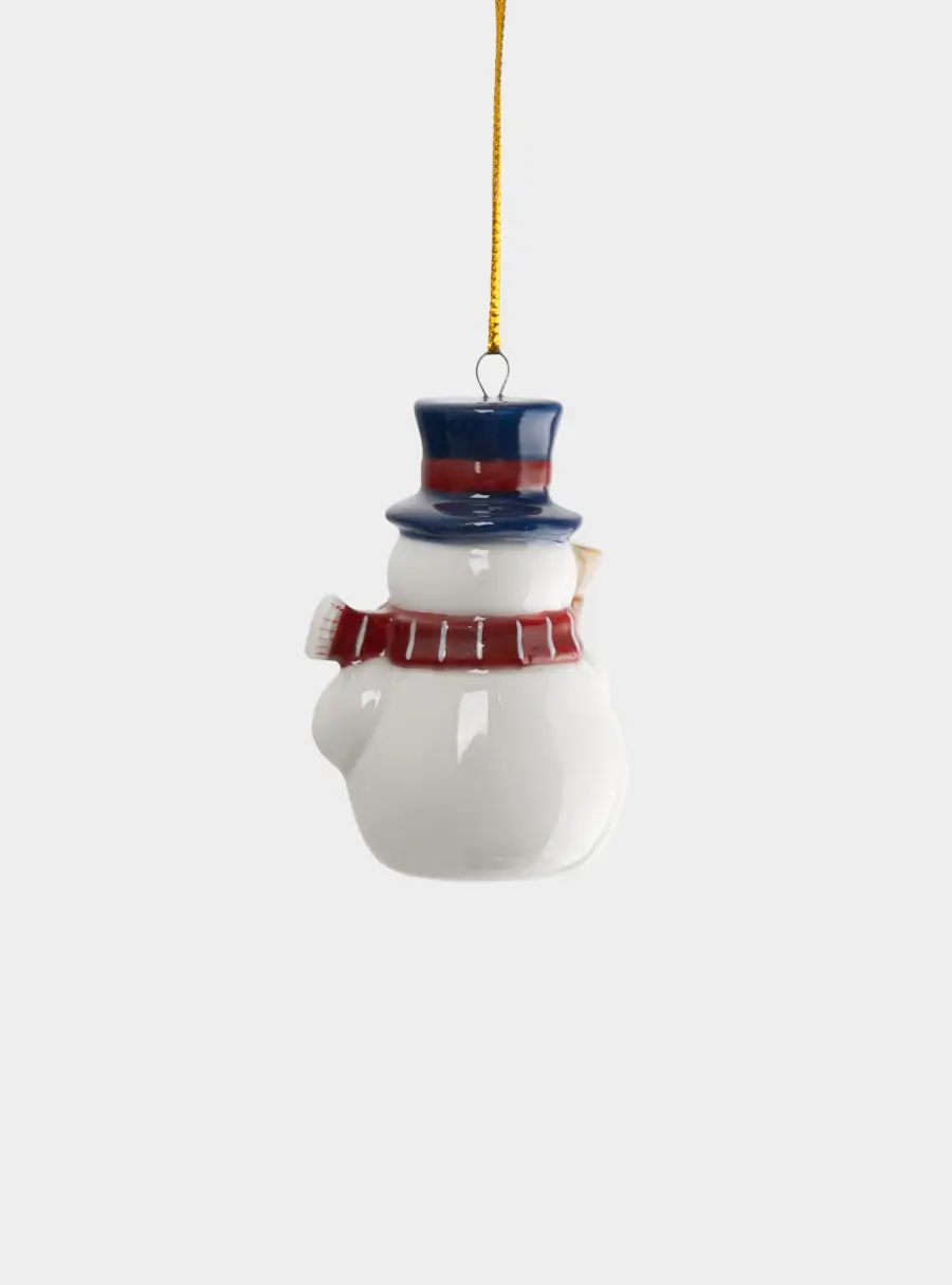Игрушка елочная, 6 см, фарфор P, Снеговик в шляпе и шарфе, New Year ,image-3