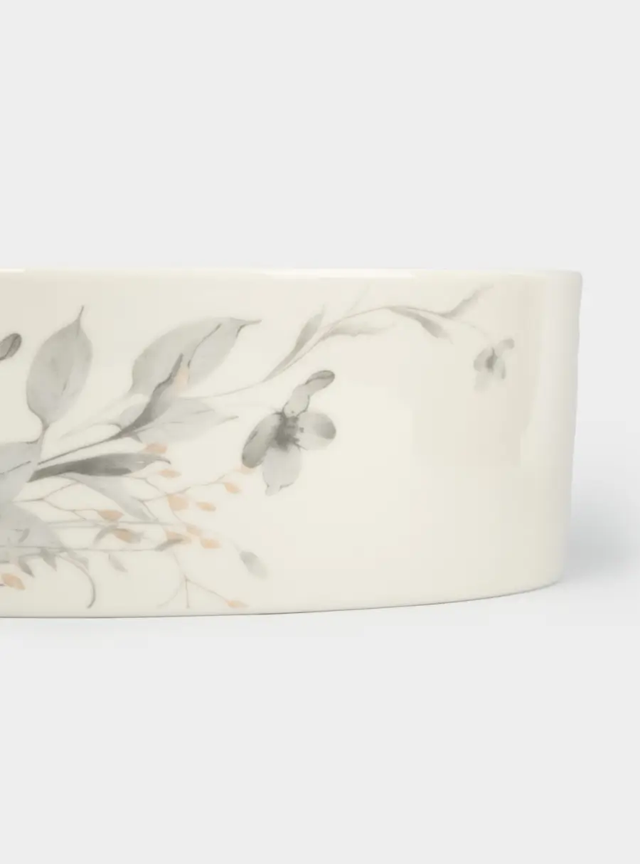 Блюдо, 23х7 см, с бортами, фарфор N, молочное, Полевые цветы, Flower melody ,image-1