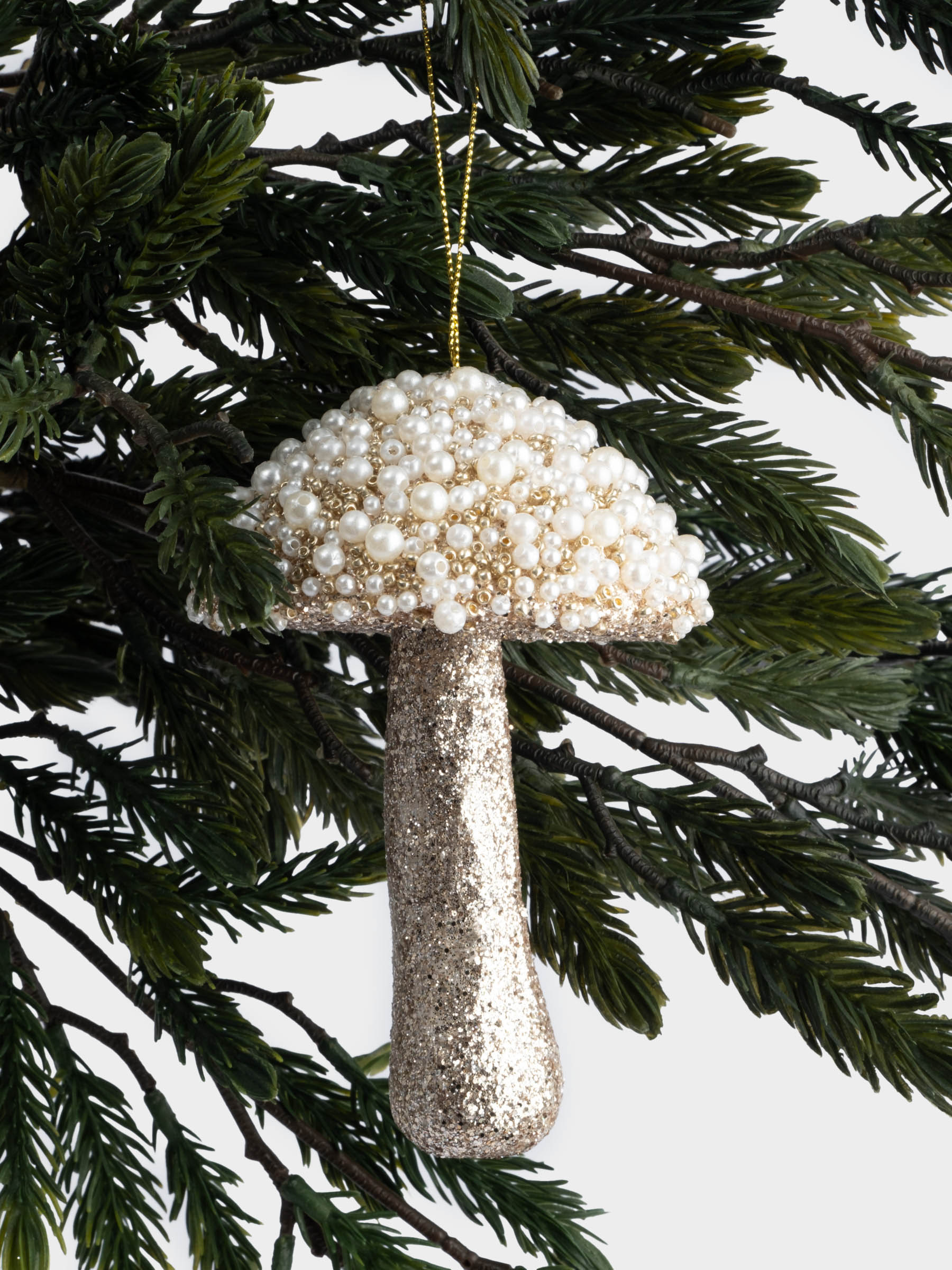Игрушка елочная, 13 см, пластик, шампань, Гриб, New year, image-2