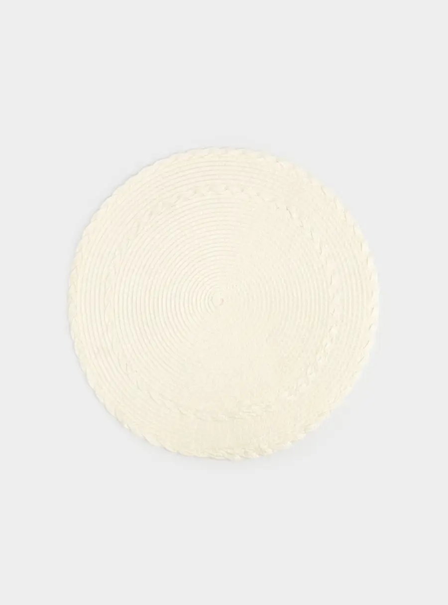 Салфетка под приборы, 38 см, полипропилен, круглая, молочная, Косы, Matera ,image-0