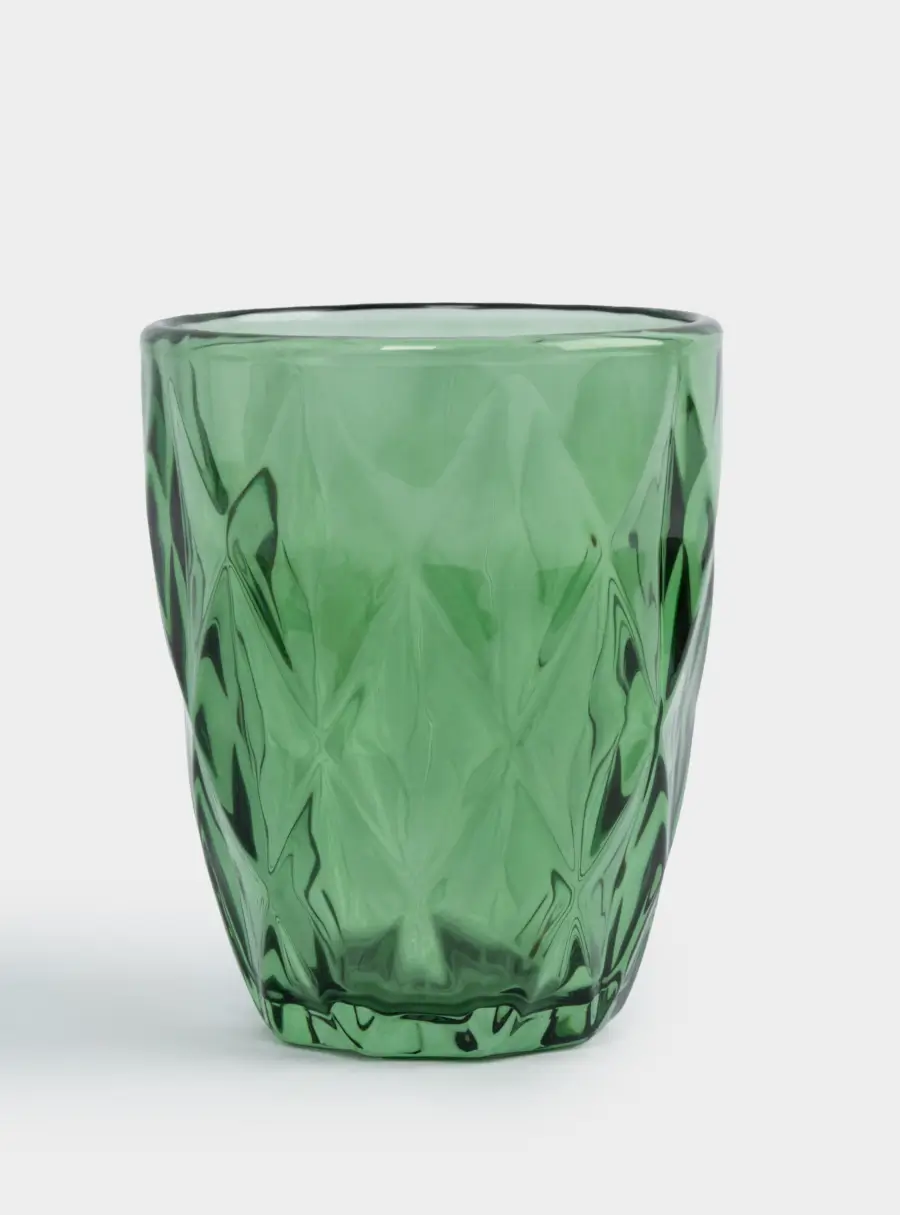 Стакан, 10 см, 270 мл, стекло, зеленый, Diamond color
