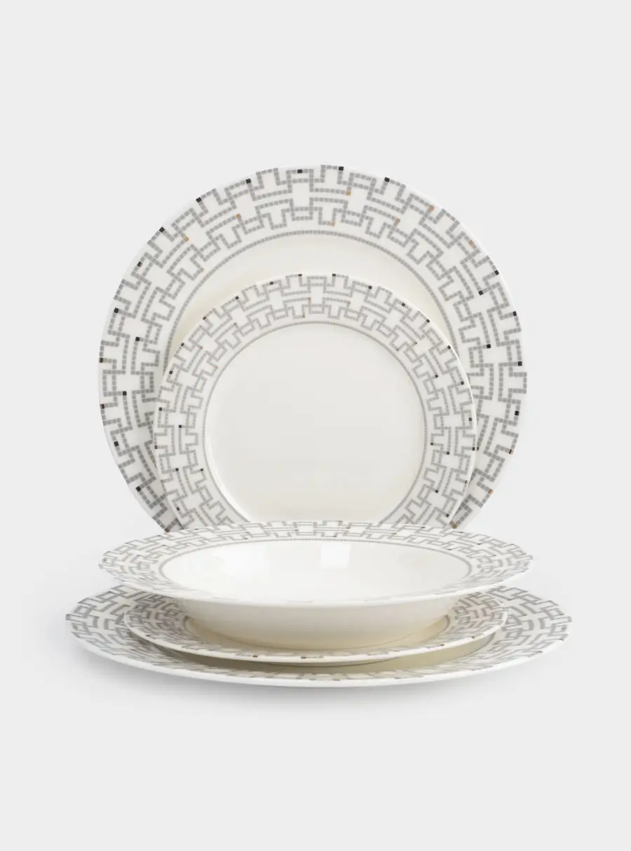Сервиз обеденный, 6 перс, 18 пр, фарфор F, белый, Орнамент, Greco ,image-0
