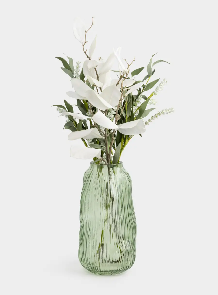 Ваза для цветов 30 см, стекло Р, зеленая, Creek, image-5