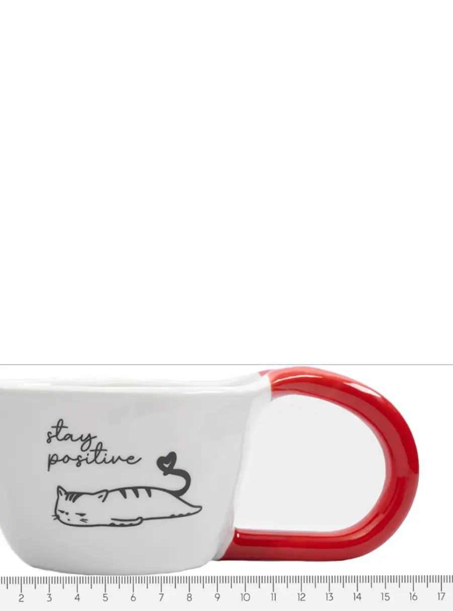 Кружка, 350 мл, фарфор N, бело-красная, Кот, Eccentric ,image-1