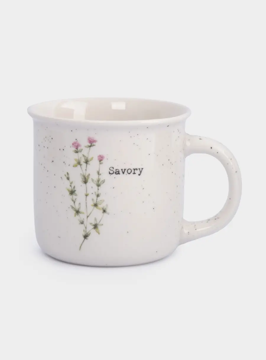 Кружка, 370 мл, фарфор N, белая, в крапинку, Чабер, Herbarium new