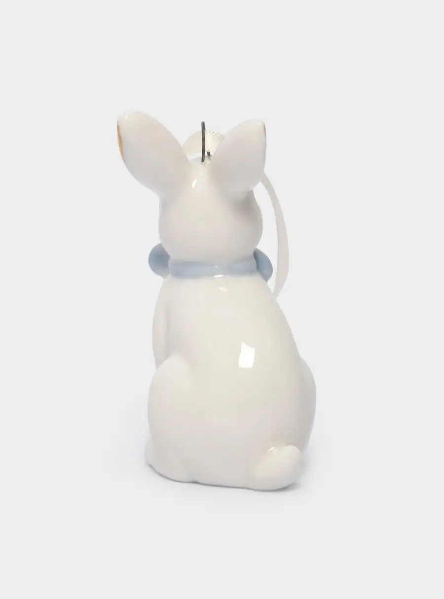 Подвеска декоративная, 7 см, фарфор P, молочная, Кролик с бантом, White Rabbit ,image-2