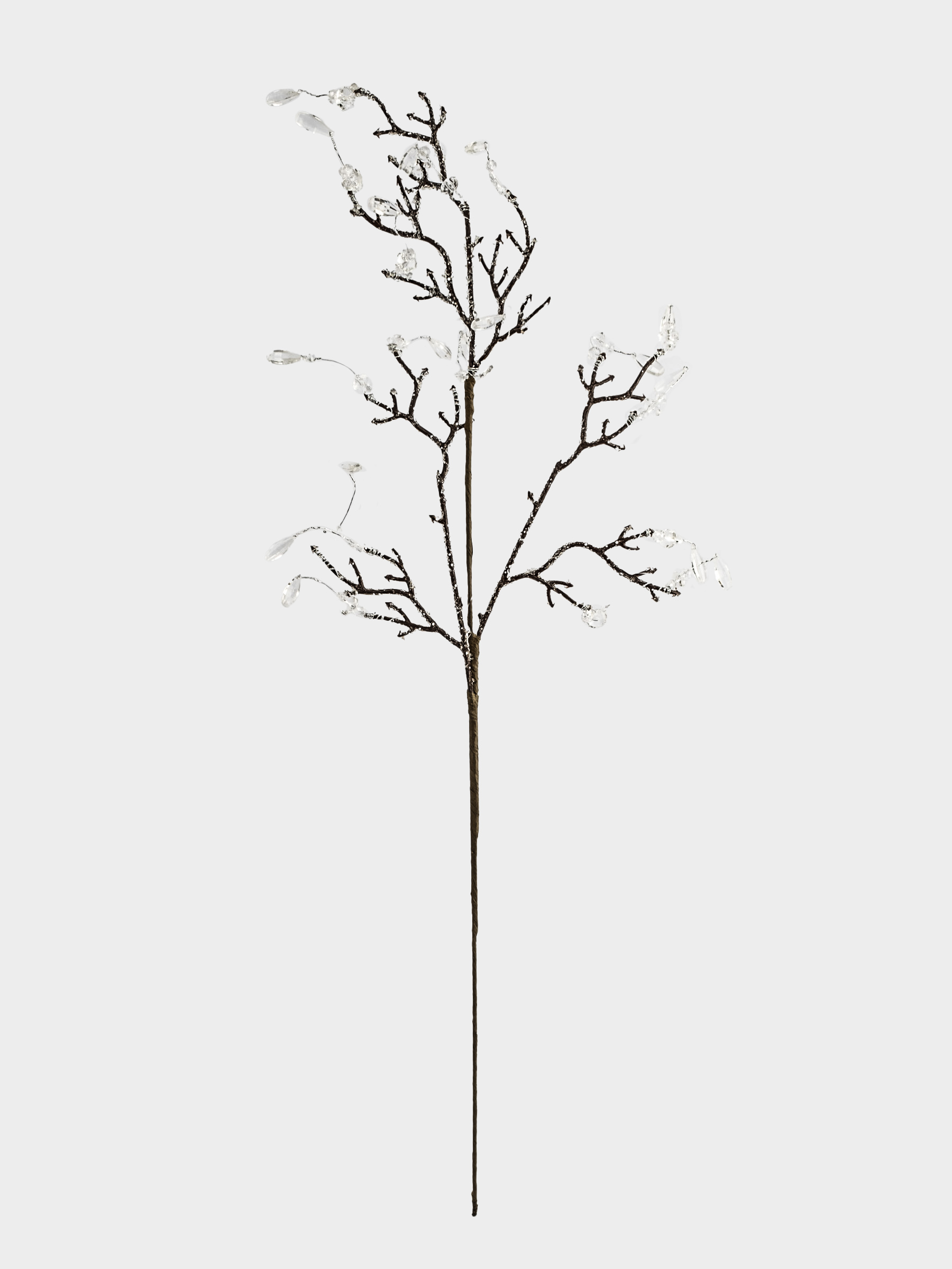 Ветка декоративная, 65 см, акрил/пластик, серебристая, Белые кристаллы, Interior silver, image-0