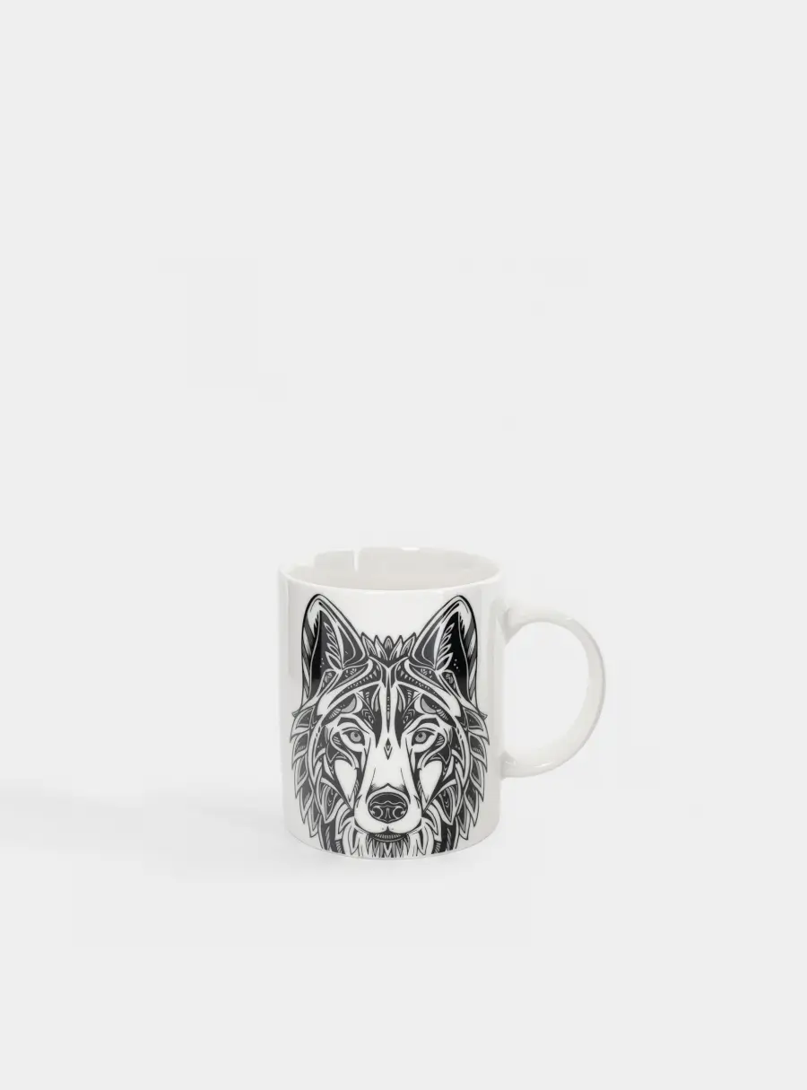 Кружка, 350 мл, фарфор N, бело-серебристая, Волк, Wild ,image-1
