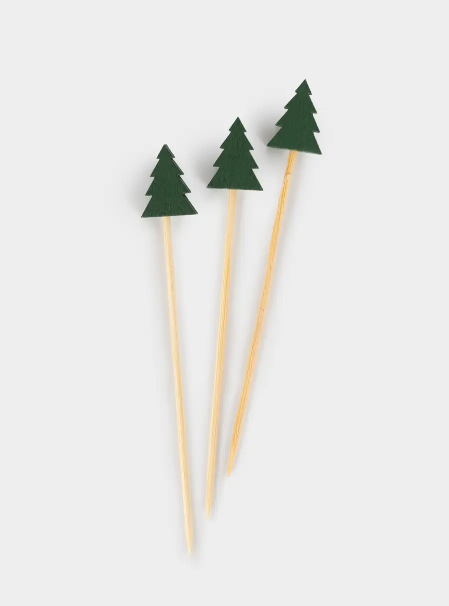 Менажница, 25 см, 4 отд, с пиалой, со шпажками, дерево/керамика, Шишка ,image-4