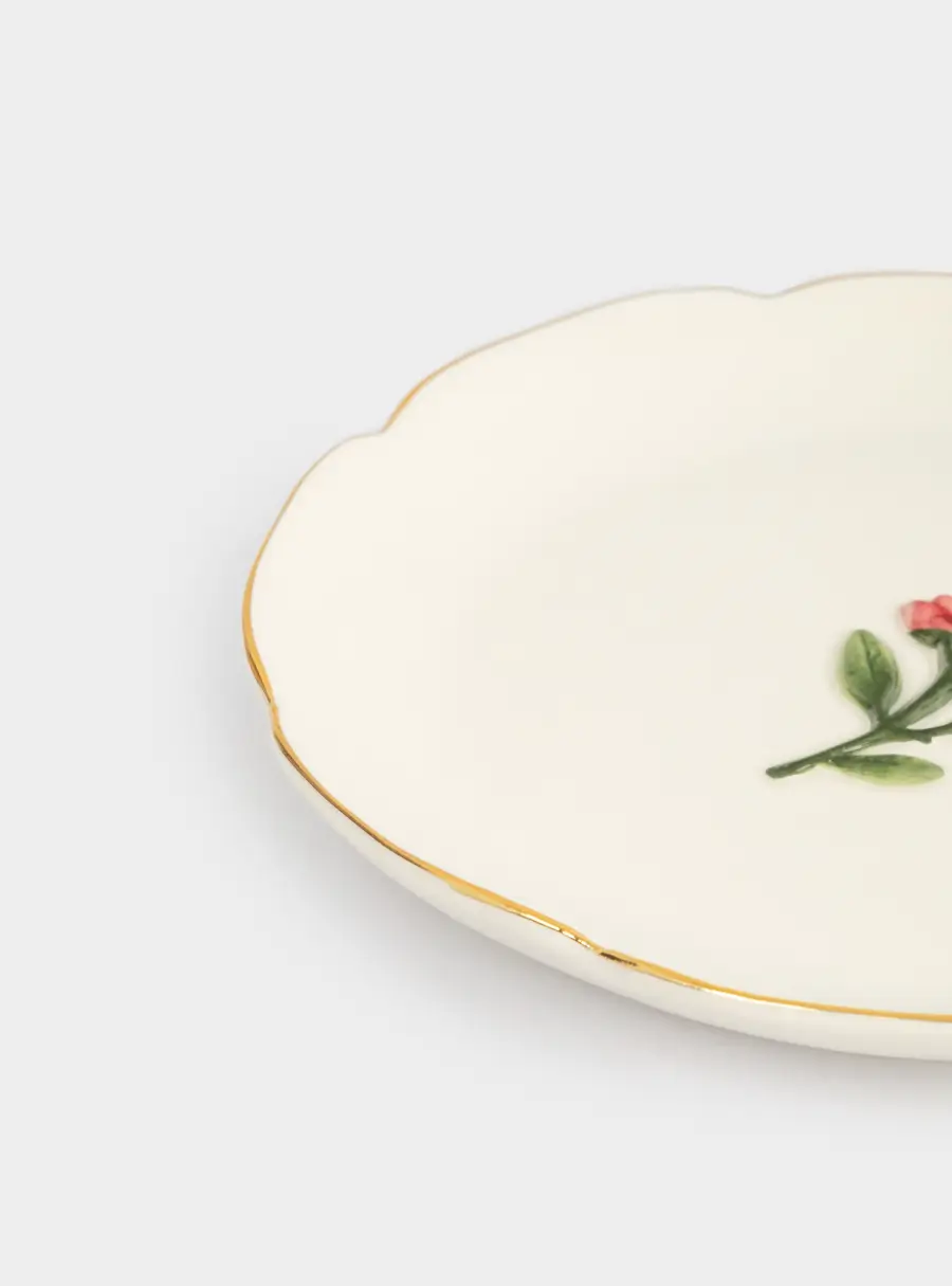 Тарелка десертная, 17 см, керамика, молочная, с золотистым кантом, Фиолетовые цветы, Gentle flower, image-5