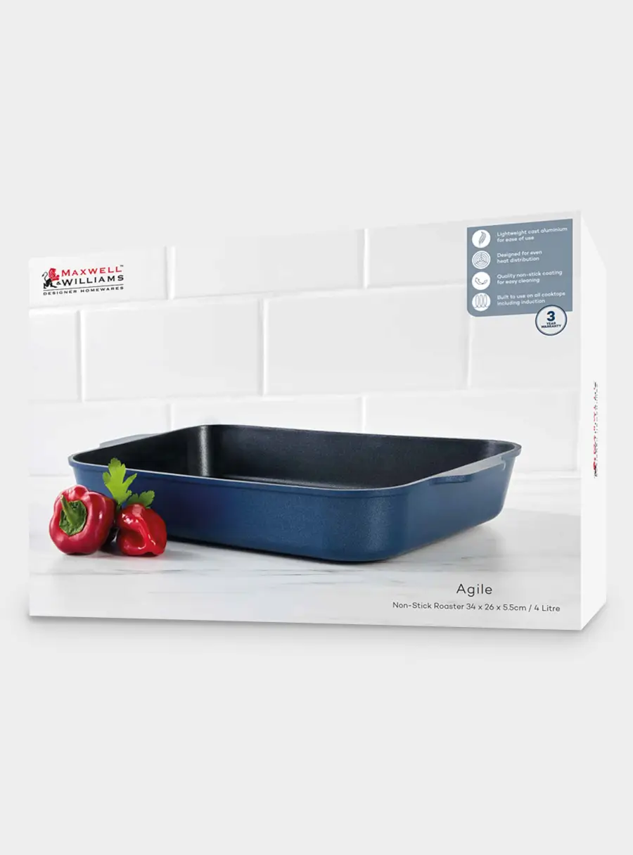 Форма для запекания, 34x26x5.5 см, синяя, с покрытием, Agile, image-2