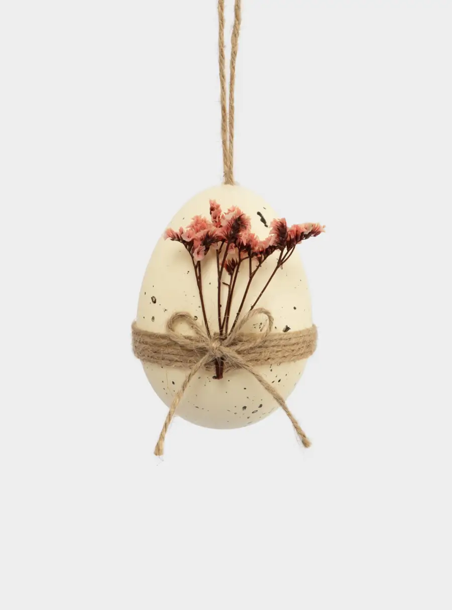 Подвеска, пасхальное яйцо, 9 см, пластик, желтая, Веточки, Interior Easter ,image-0