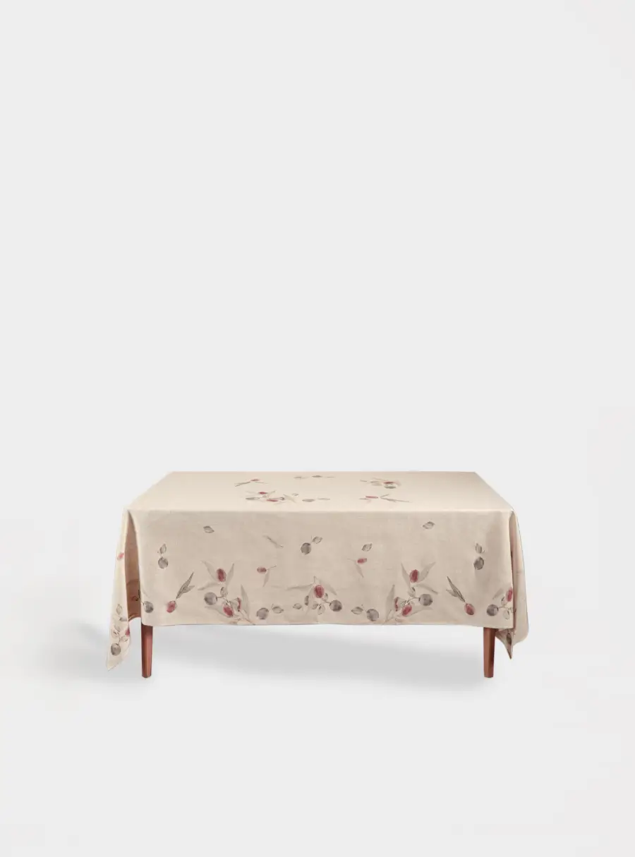 Скатерть, 170х250 см, полиэстер/лен, бежевая, Сливы на ветках, Plum Orchard ,image-1