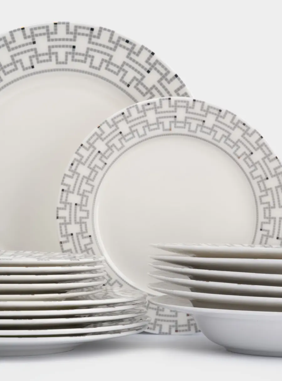 Сервиз обеденный, 6 перс, 18 пр, фарфор F, белый, Орнамент, Greco, image-8