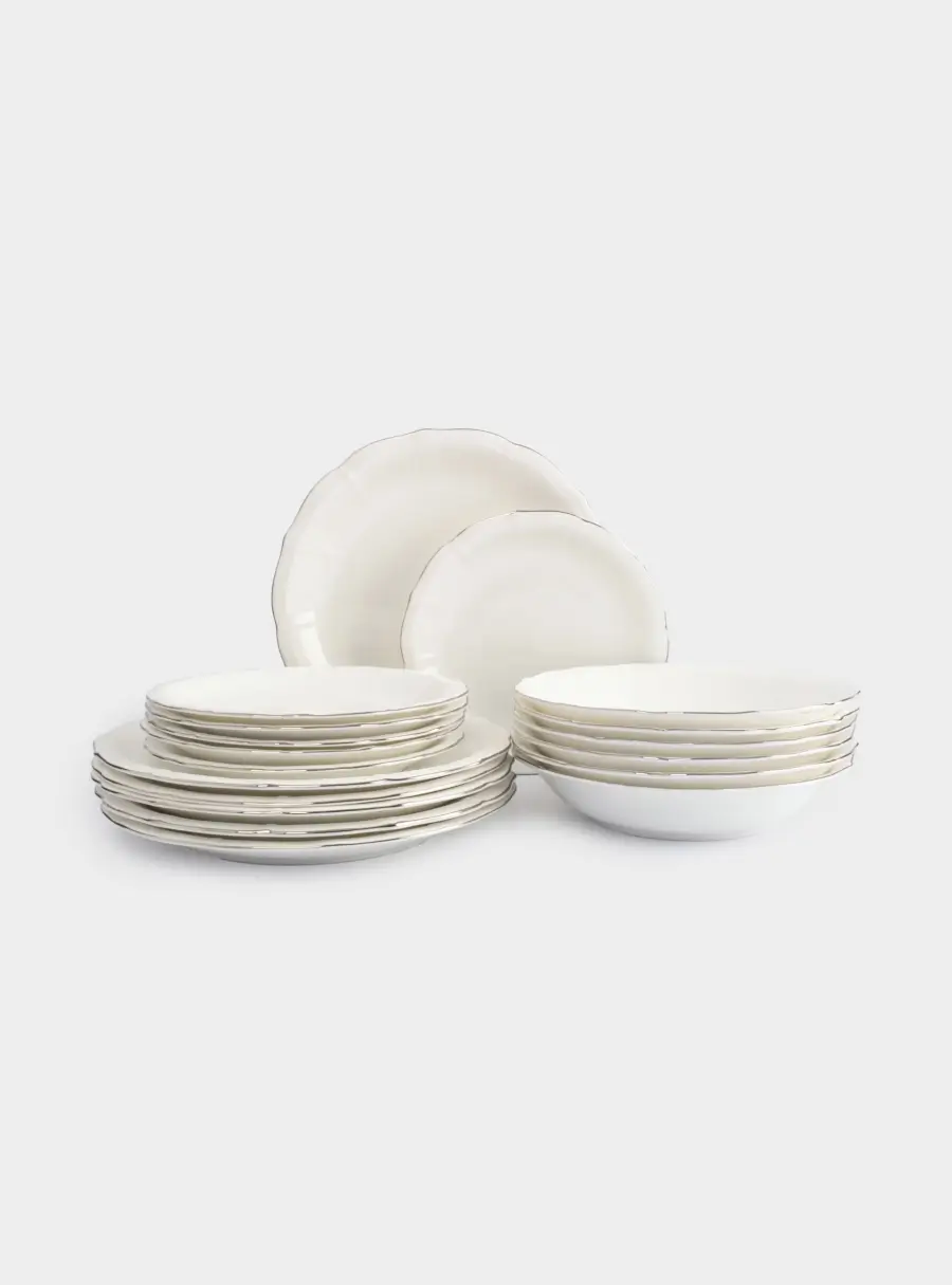 Сервиз обеденный, 6 перс, 18 пр, фарфор F, белый, с серебристым кантом, Dynasty, image-14