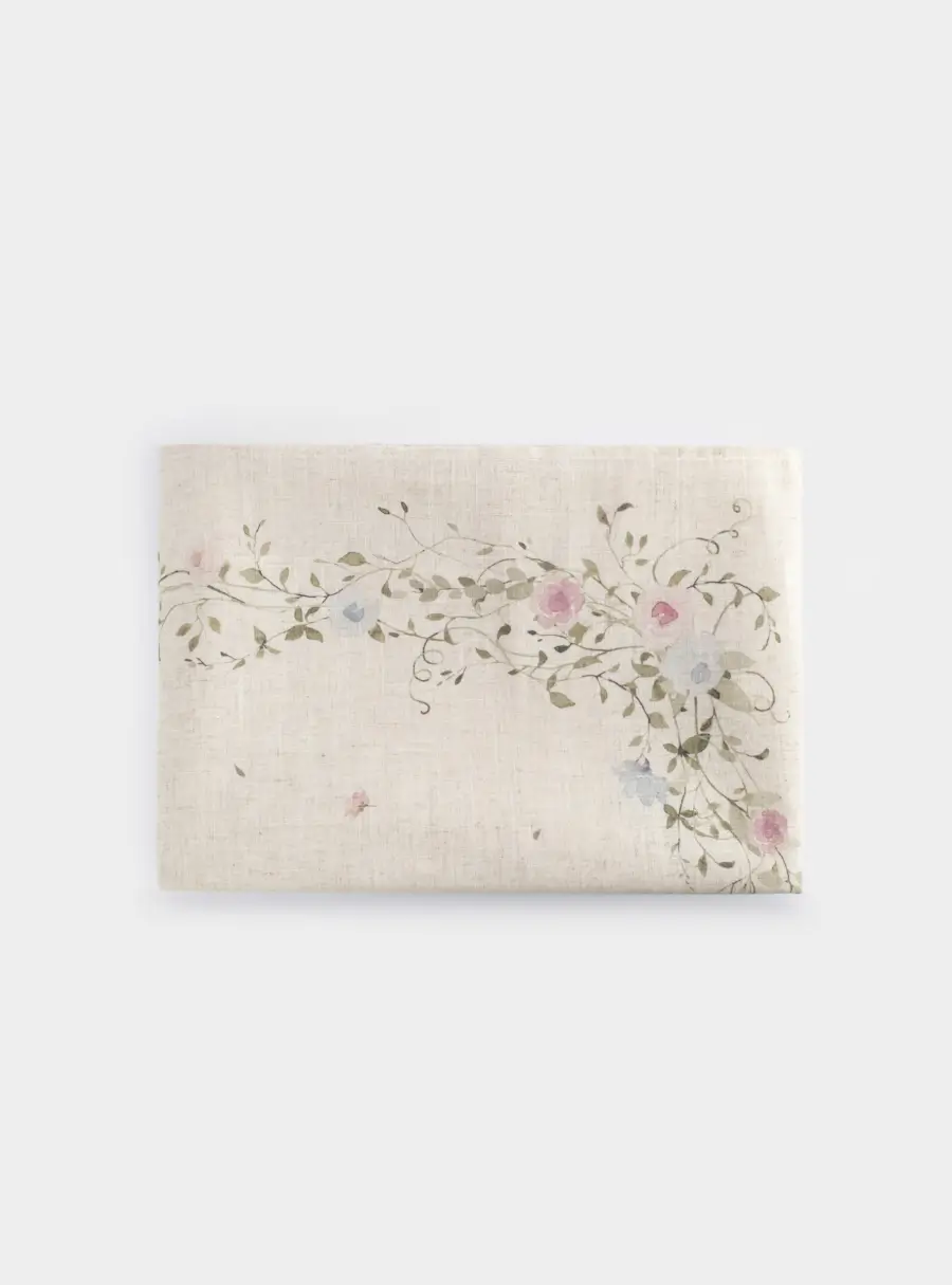 Скатерть, 160х160 см, полиэстер/лен, бежевая, Цветы, Gentle garden ,image-2