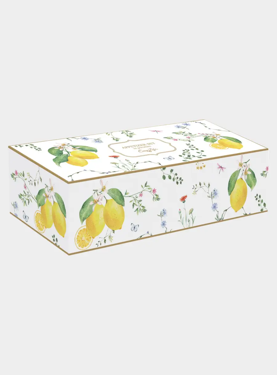 Набор для закусок, 3 пр, на подставке, фарфор P/бамбук, желтый, Лимон, Fleurs et Citrons ,image-1