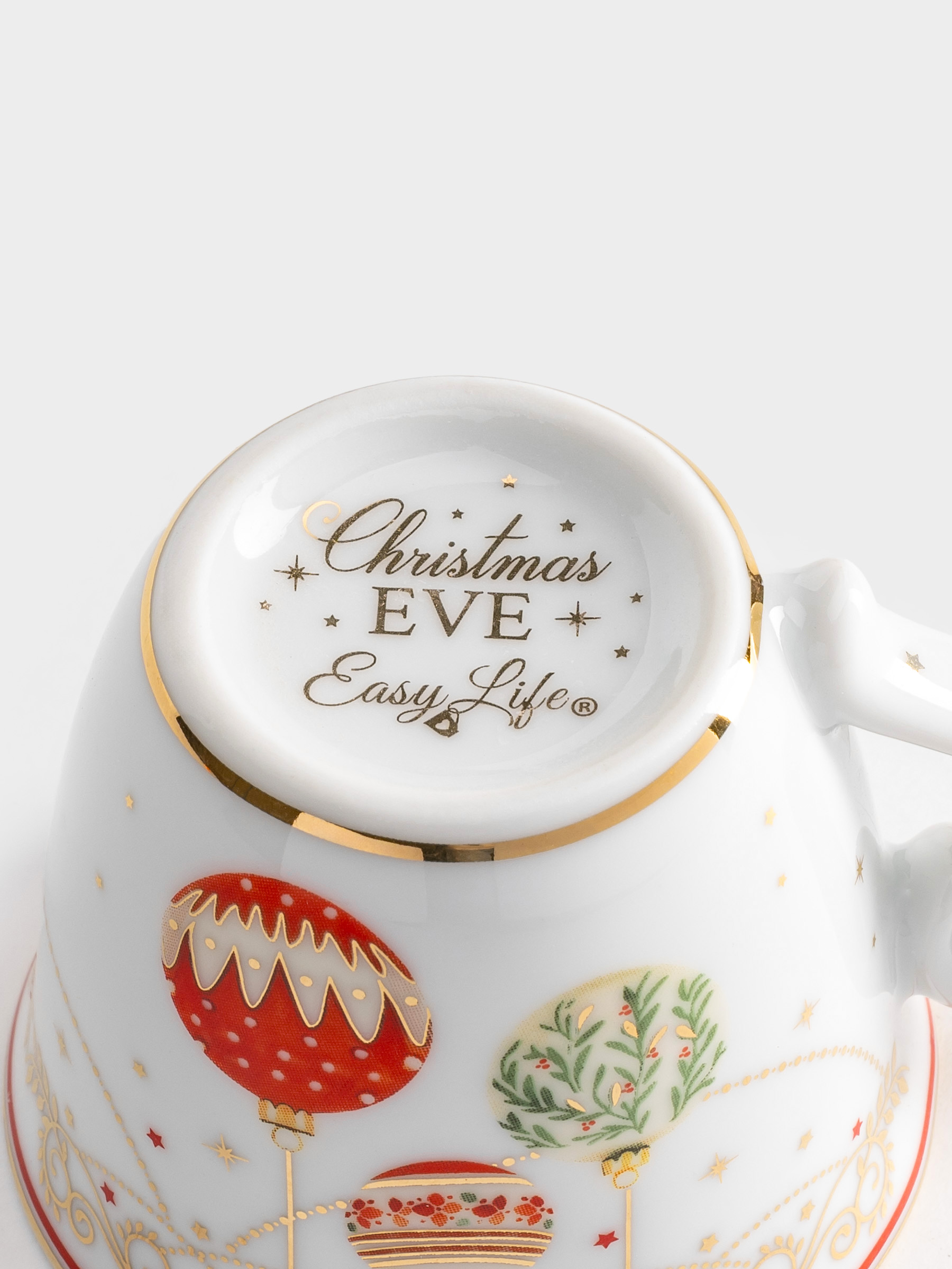 Пара кофейная, 2 перс, 4 пр, 80 мл, фарфор P, белая, Новогодние шары, Christmas Eve, image-4