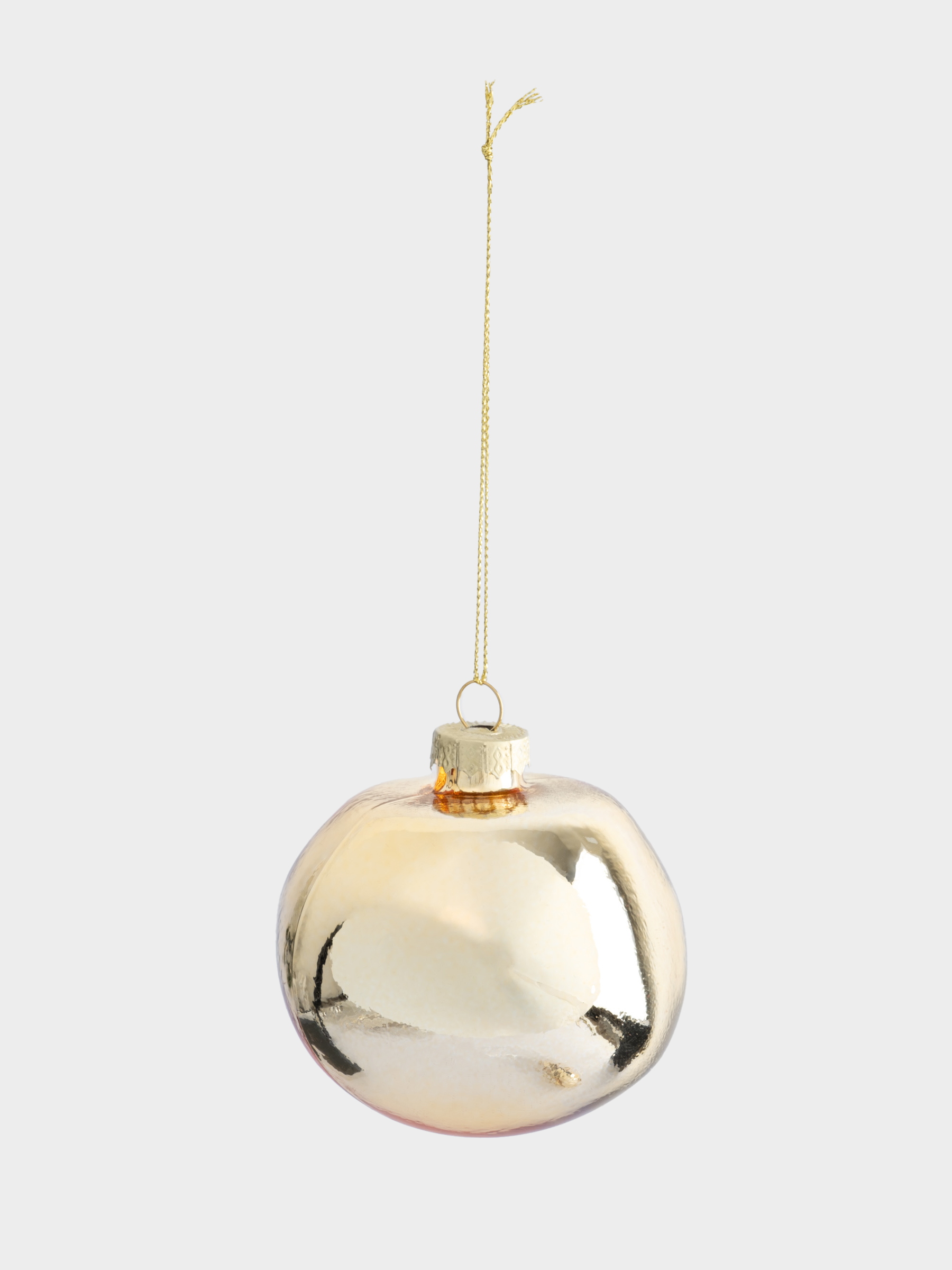 Игрушка елочная, 8 см, 2 шт, стекло, золотистая, Абстрактный шар, New year, image-1