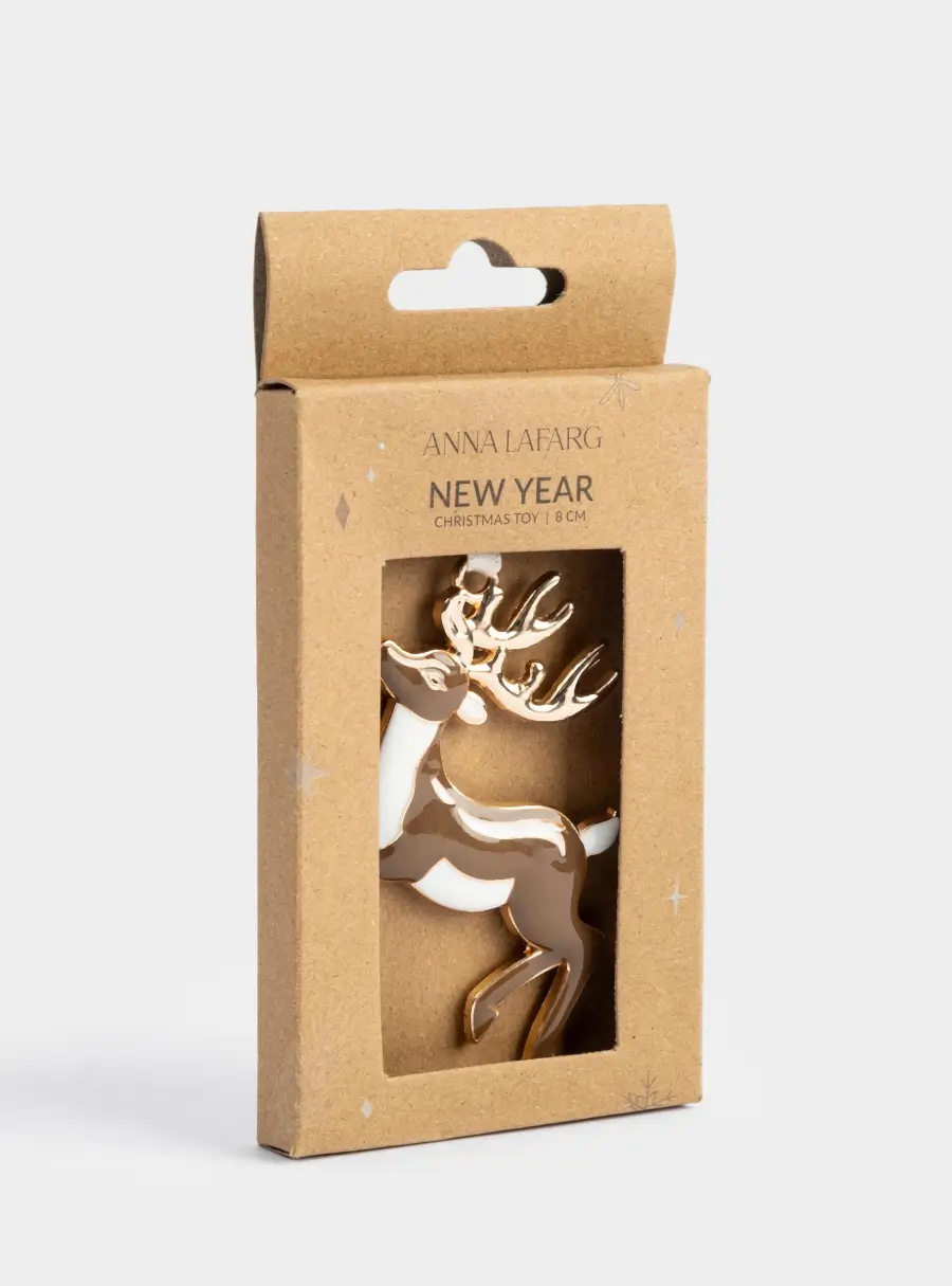 Игрушка елочная, 8 см, металл, золотистая, Прыгающий олень, New year, image-5