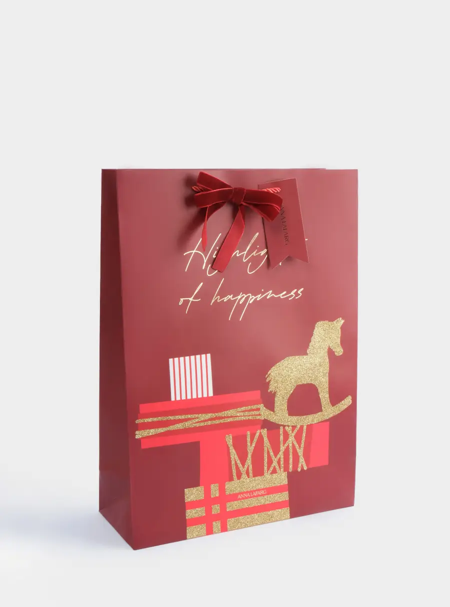 Пакет подарочный, 30х42 см, бумага, красный, Подарки, Bright horse