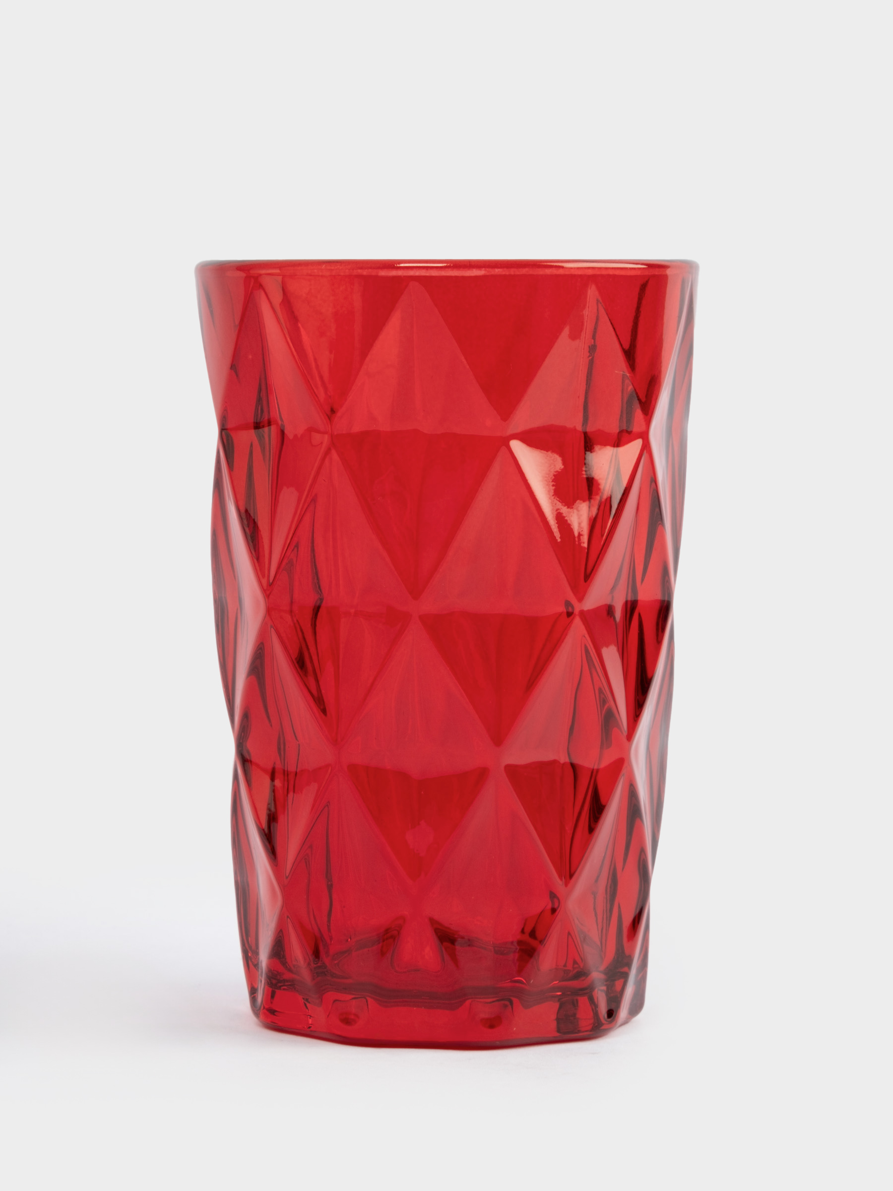 Стакан, 12 см, 340 мл, стекло, красный, Diamond color, image-1