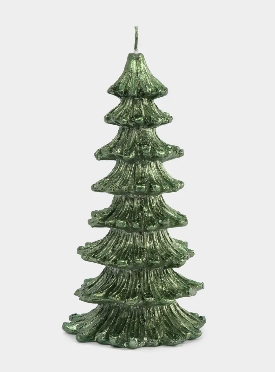 Свеча, 16 см, зеленая, Елка, New year