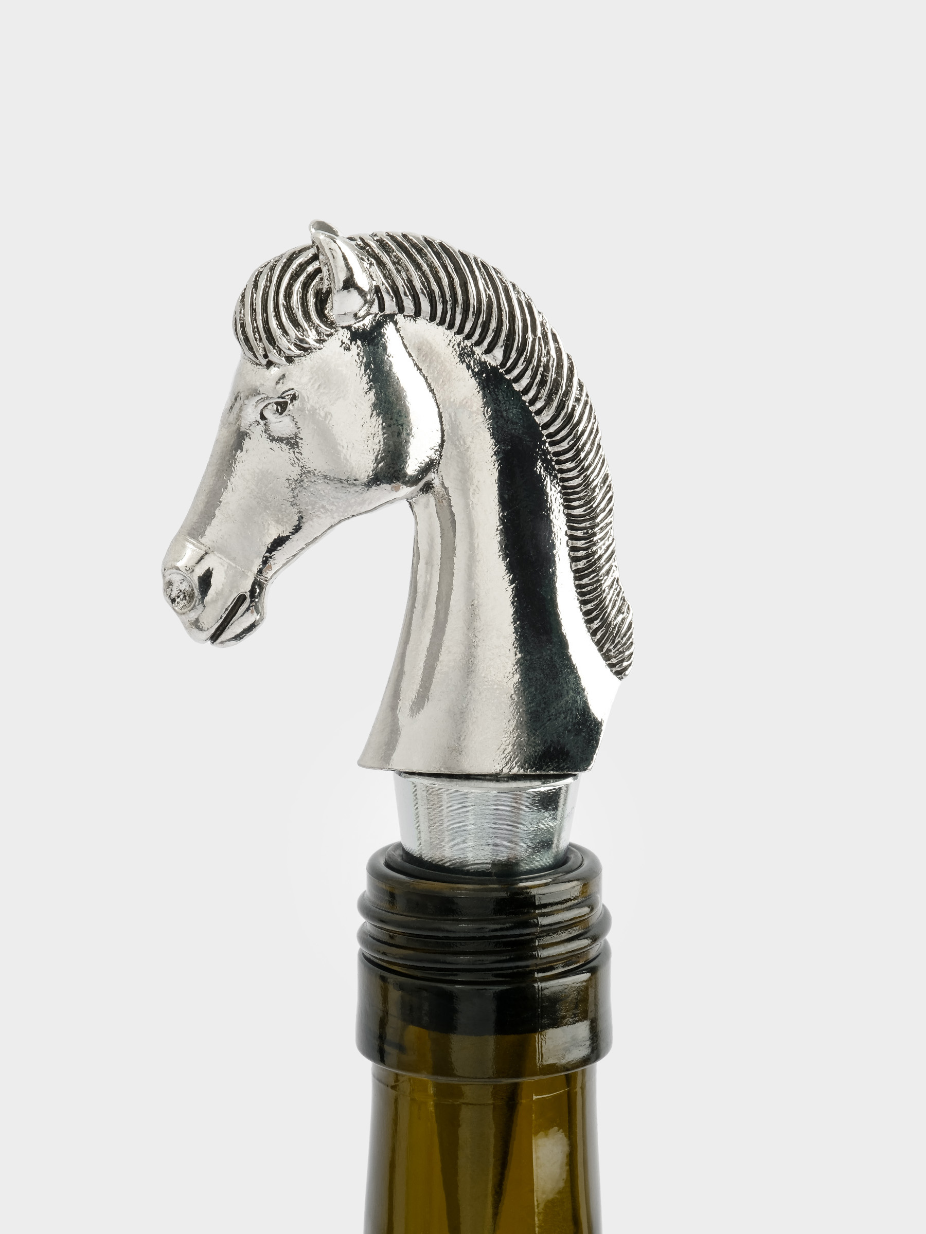 Пробка для винной бутылки, 12 см, металл, серебристая, Лошадь, Horse, image-3